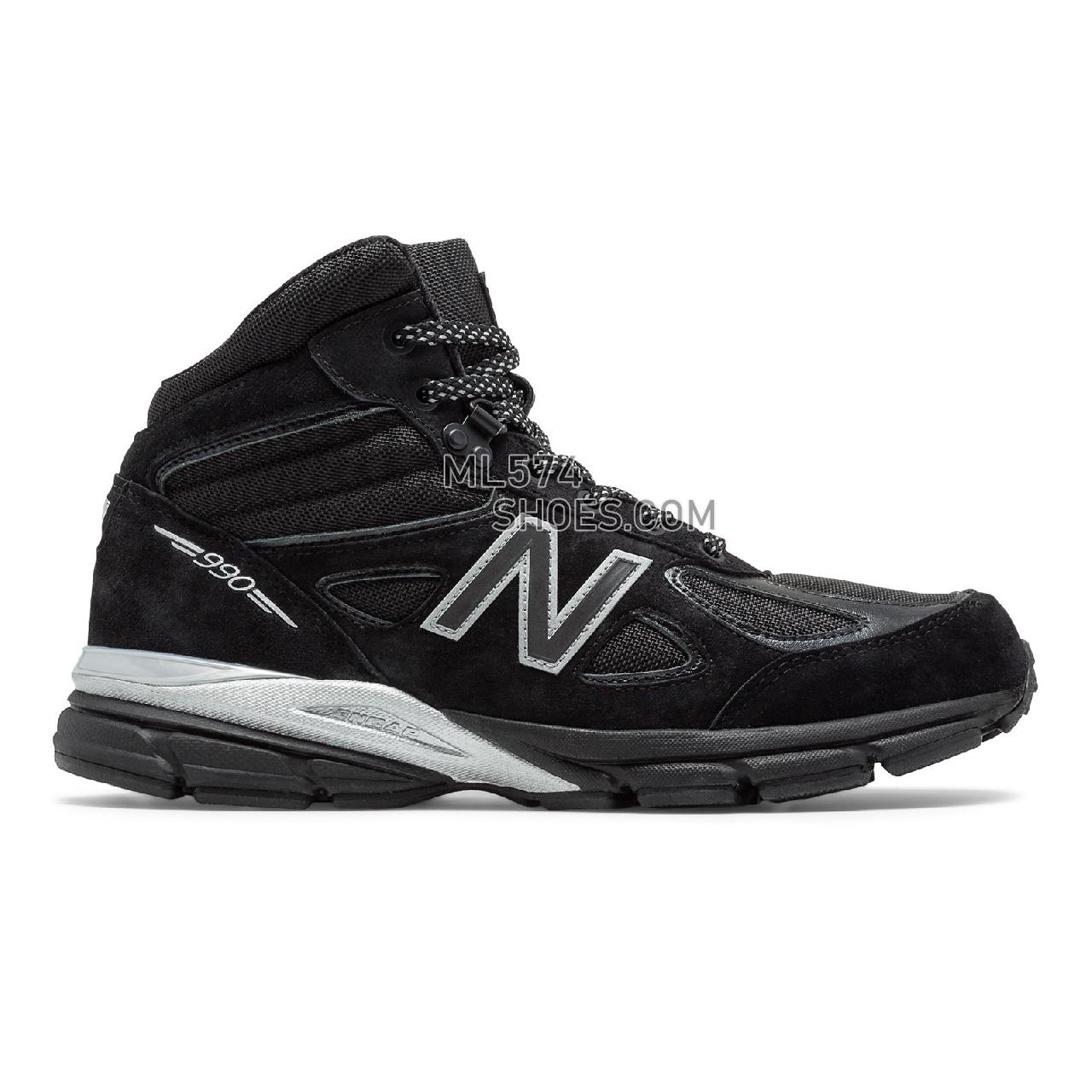 New Balance Mens 990v4 Mid Made in US Black Panther - Men's 990 - Boots Black with Silver - MO990BP4