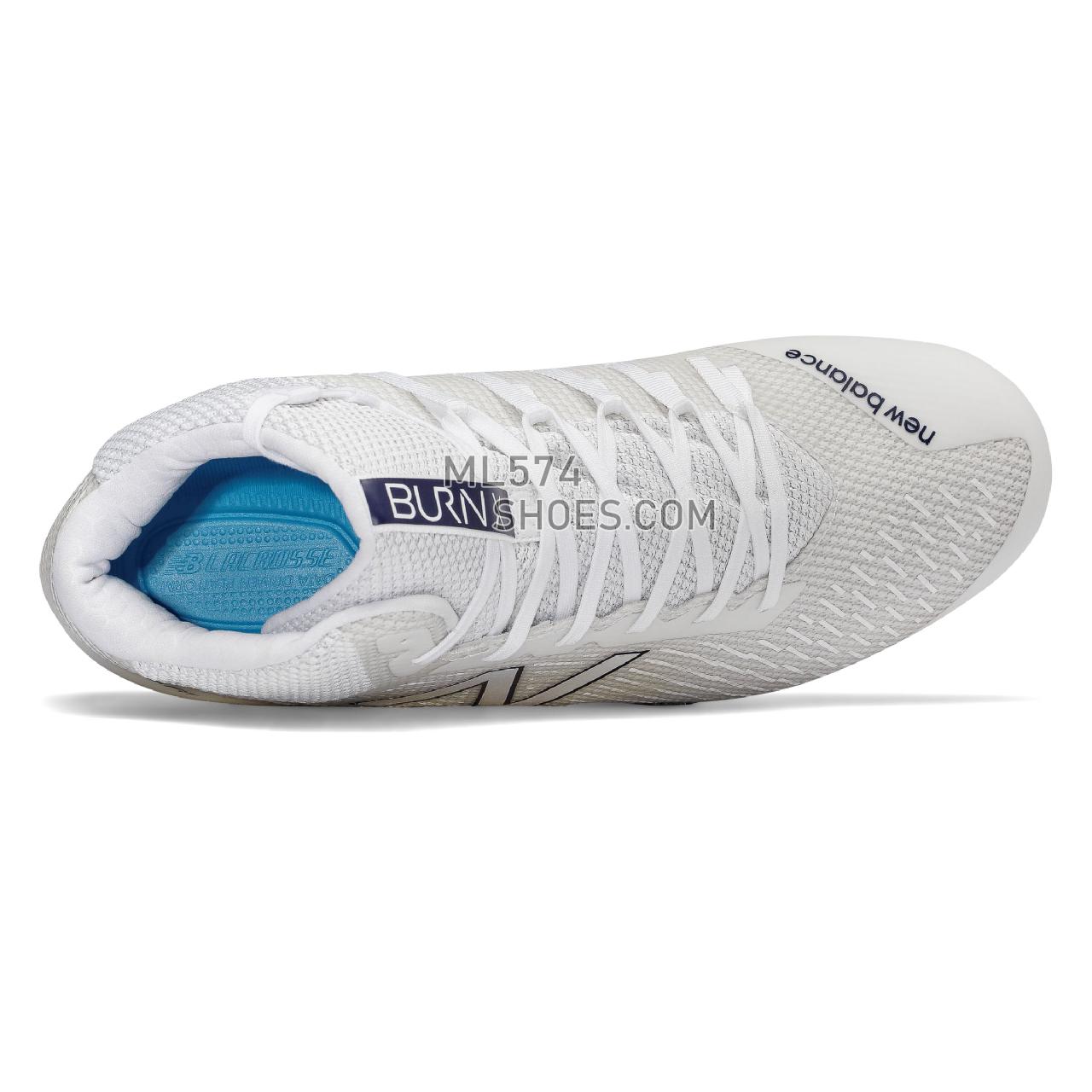 New Balance Burn X Mid-Cut - Men's  - Lacrosse White with Blue - BURNXMPB