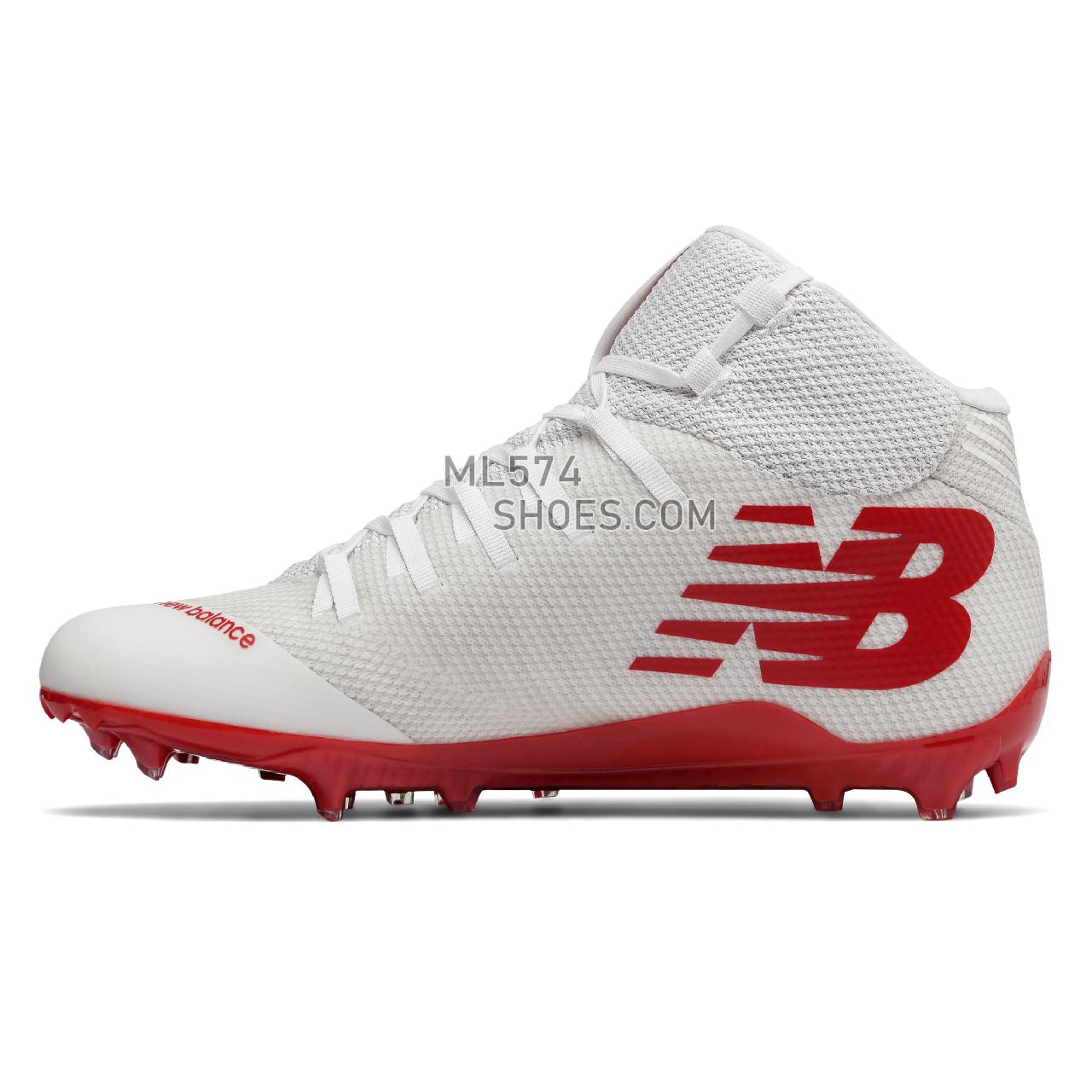 New Balance Burn X Mid-Cut - Men's  - Lacrosse White with Red - BURNXMRD