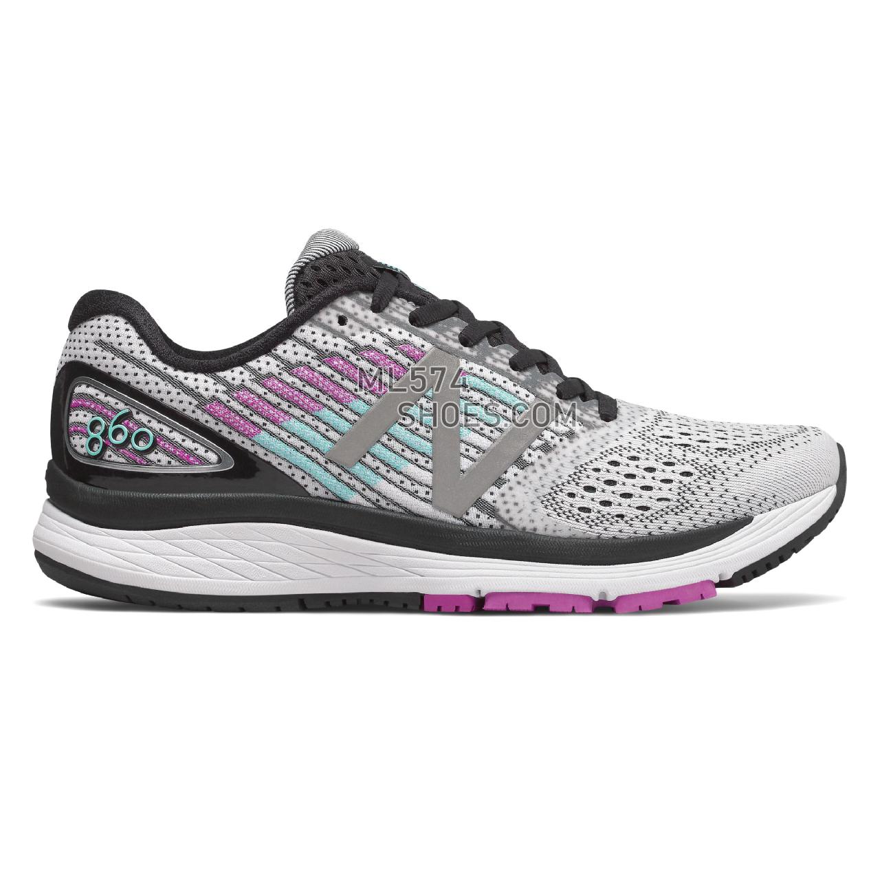 New Balance 860v9 - Women's 860 - Running White with Voltage Violet and Black - W860WP9