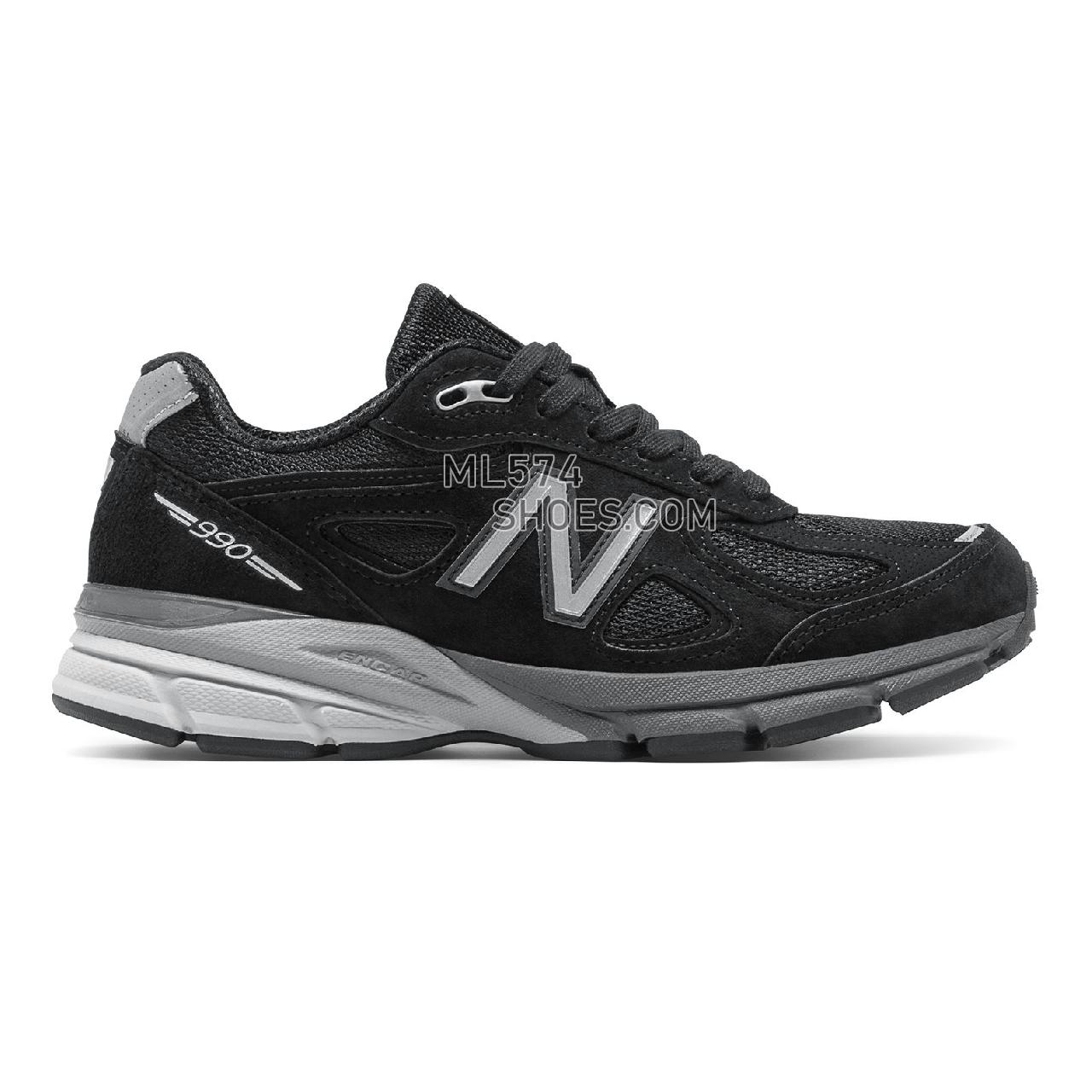 New Balance Womens 990v4 Made in US - Women's 990 - Running Black with Silver - W990BK4