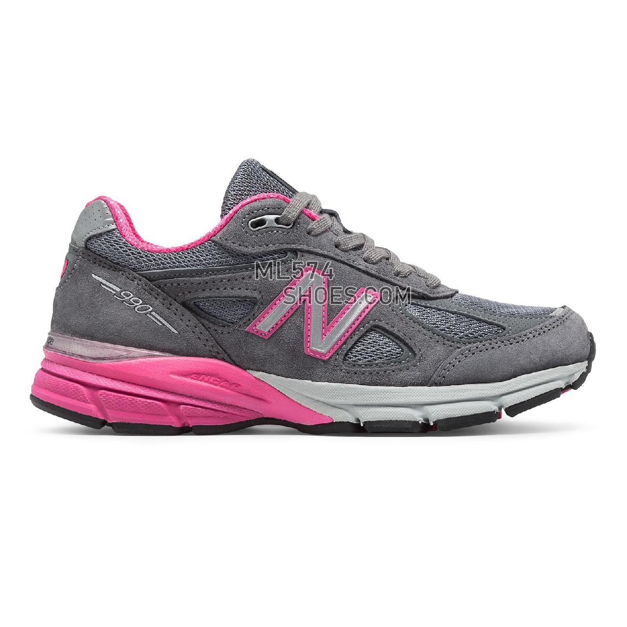 New Balance Womens 990v4 Made in US - Women's 990 - Running Grey with Pink Zing - W990GP4