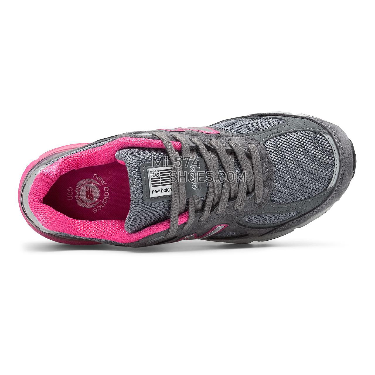 New Balance Womens 990v4 Made in US - Women's 990 - Running Grey with Pink Zing - W990GP4