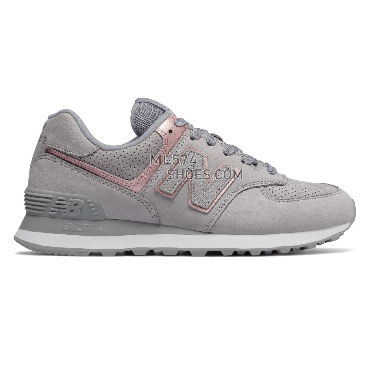 New Balance 574 Nubuck - Women's 574 - Classic Arctic Sky with Champagne Metallic - WL574NBN