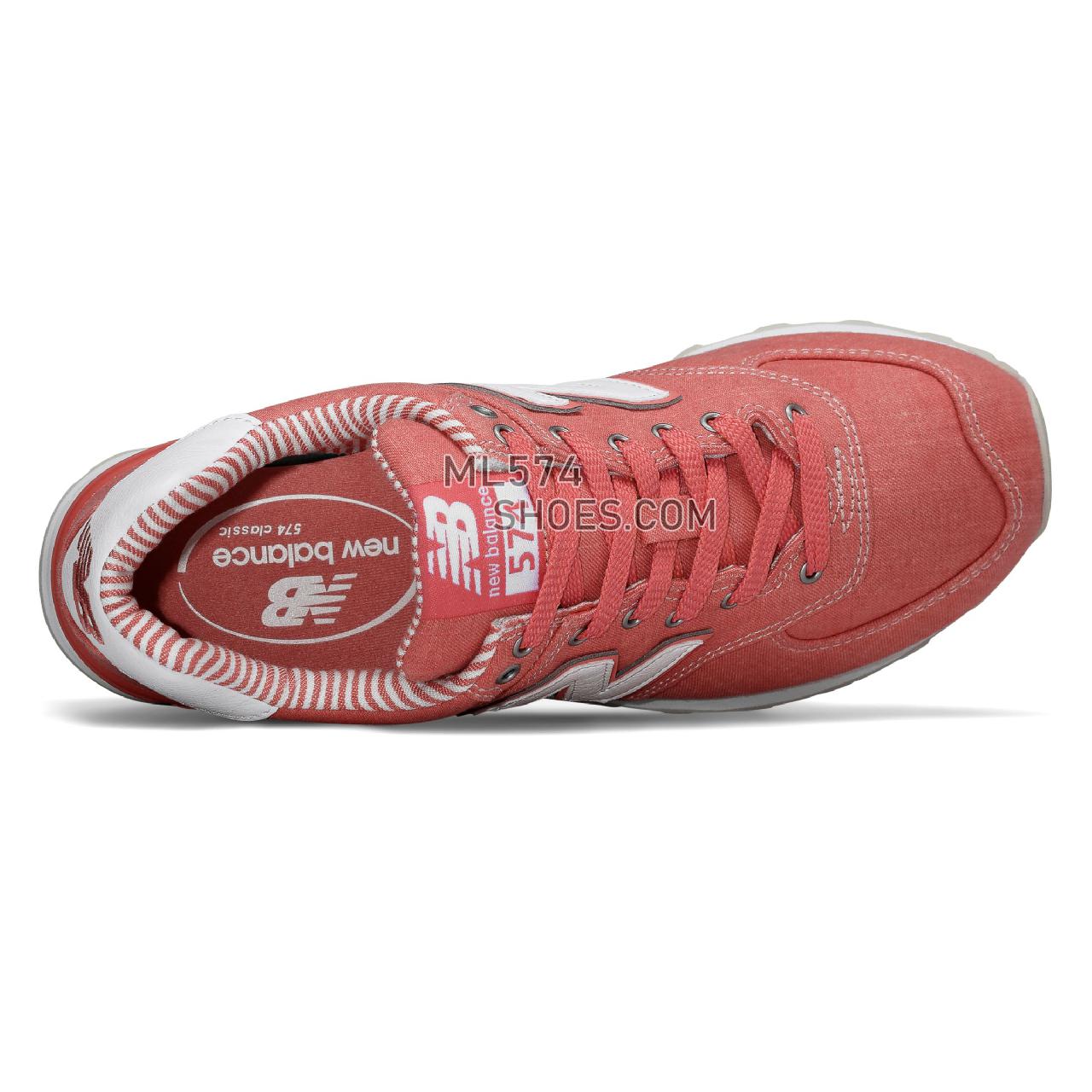 New Balance 574 Beach Chambray - Women's 574 - Classic Coral with White - WL574CHE