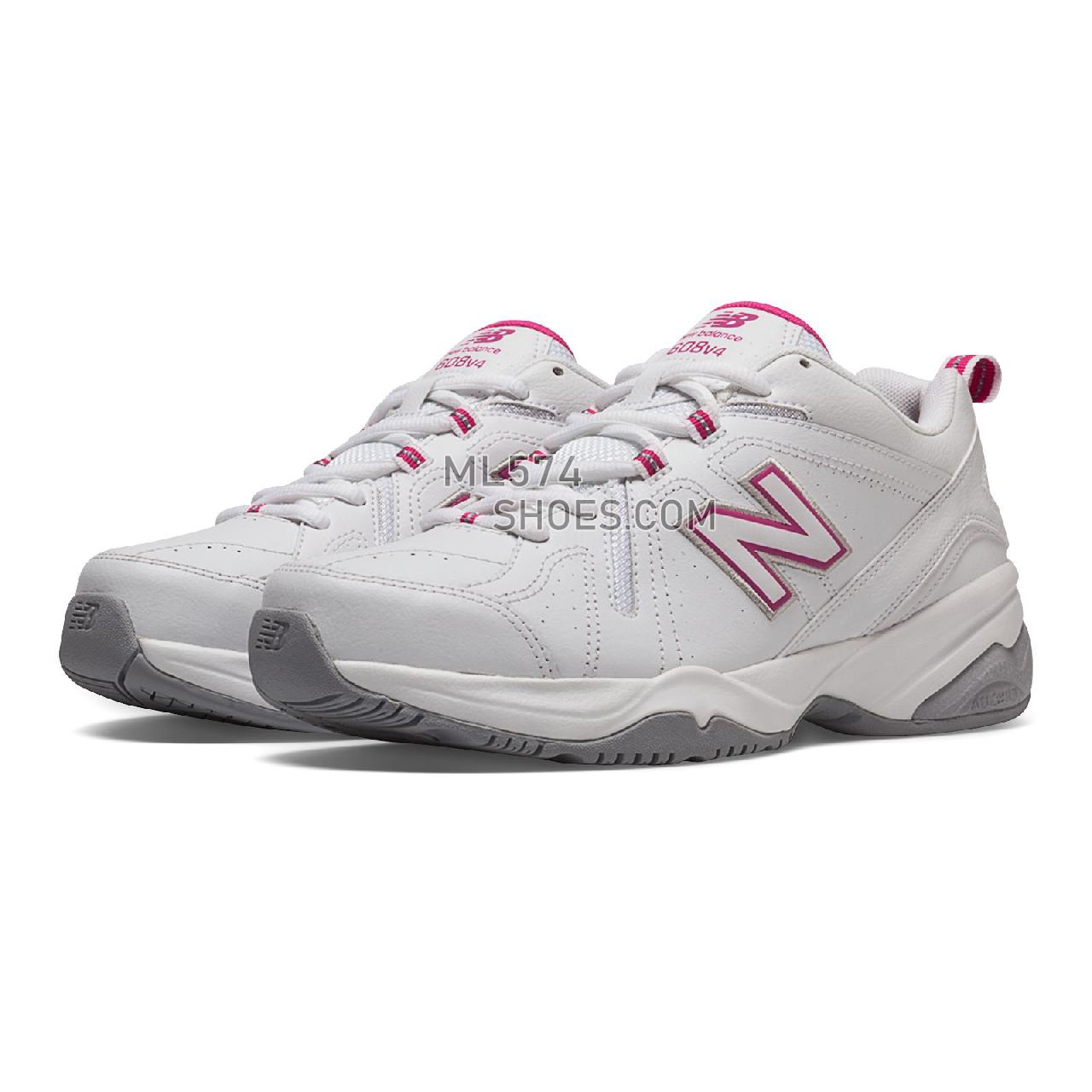 New Balance Womens New Balance 608v4 - Women's 608 - X-training White with Exuberant Pink - WX608V4P