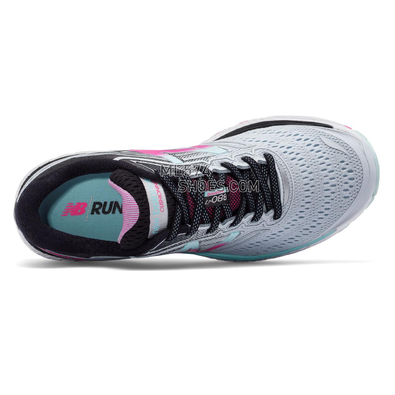 New Balance 880v7 - Women's 880 - Running Light Porcelain Blue with Black and Alpha Pink - W880GB7