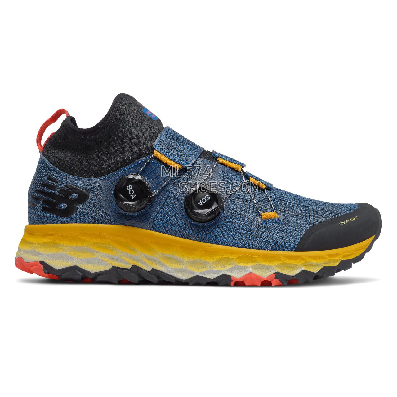 New Balance Fresh Foam Hierro Boa - Men's Trail Running - Neo Classic Blue with Varsity Gold and Black - MTHBOABY
