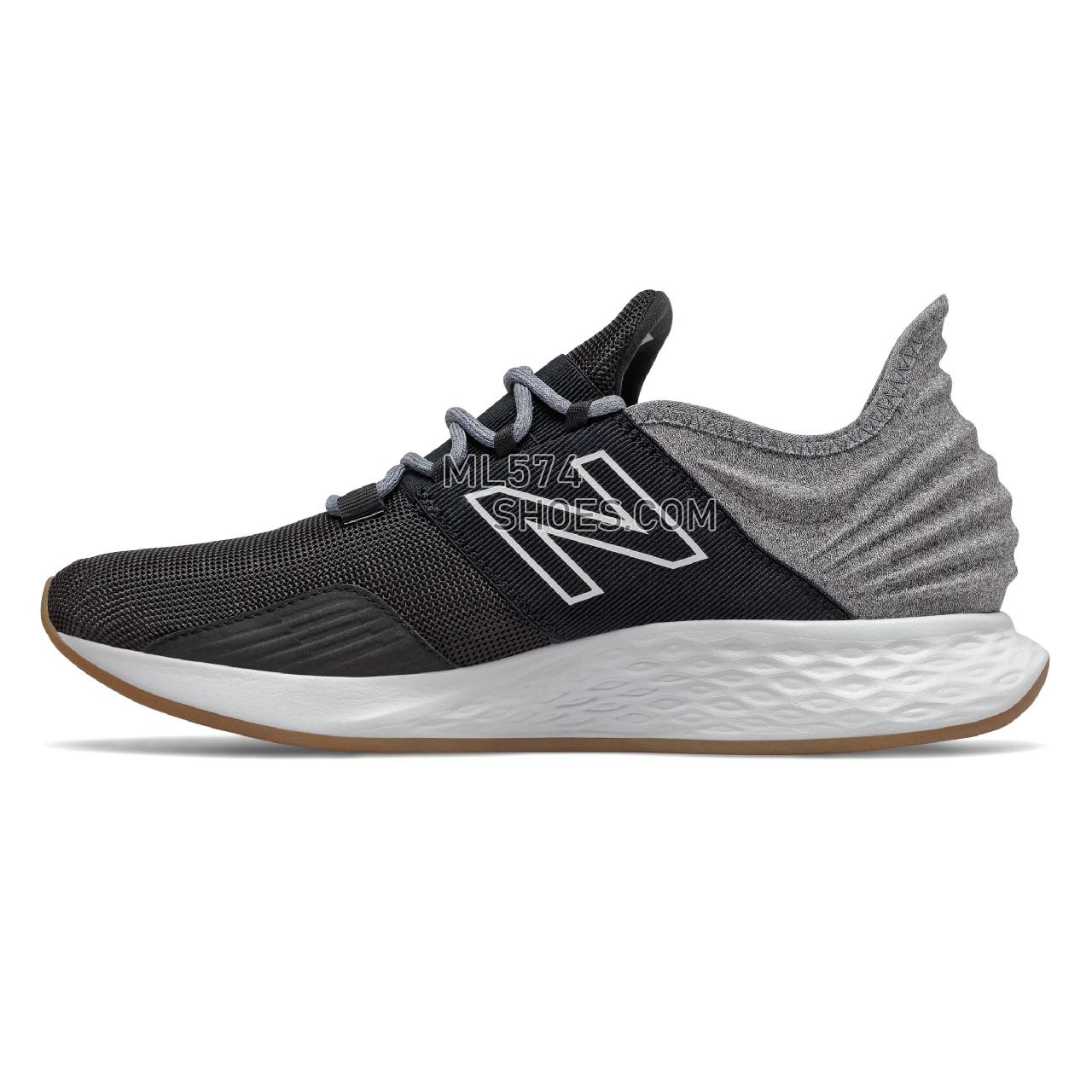 New Balance Fresh Foam Roav Tee Shirt - Men's Neutral Running - Black with Light Aluminum - MROAVTK