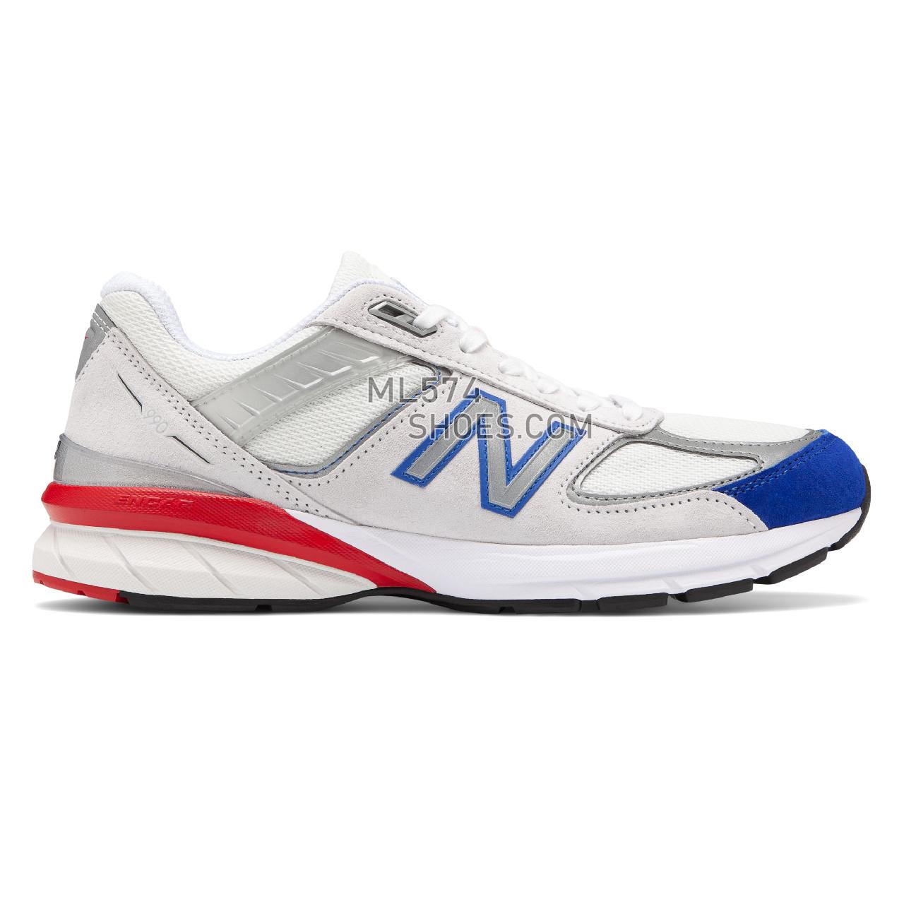 New Balance 990v5 Made in US - Men's Neutral Running - Nimbus Cloud with Team Royal and Team Red - M990NB5