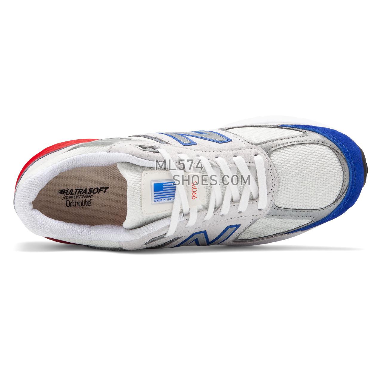 New Balance 990v5 Made in US - Men's Neutral Running - Nimbus Cloud with Team Royal and Team Red - M990NB5
