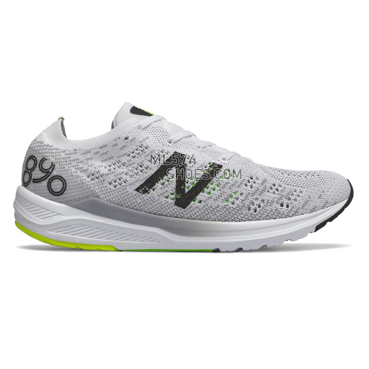New Balance 890v7 - Men's Neutral Running - White with Black and RGB Green - M890WB7