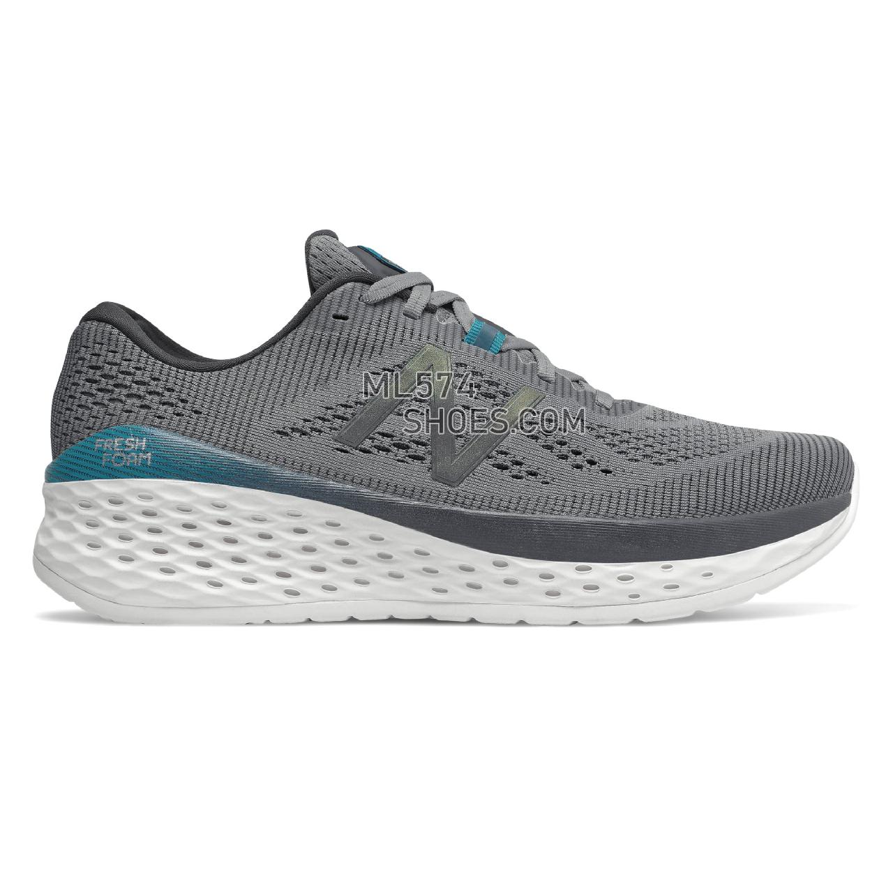 New Balance Fresh Foam More - Men's Neutral Running - Gunmetal with Lead and Deep Ozone Blue - MMORDO