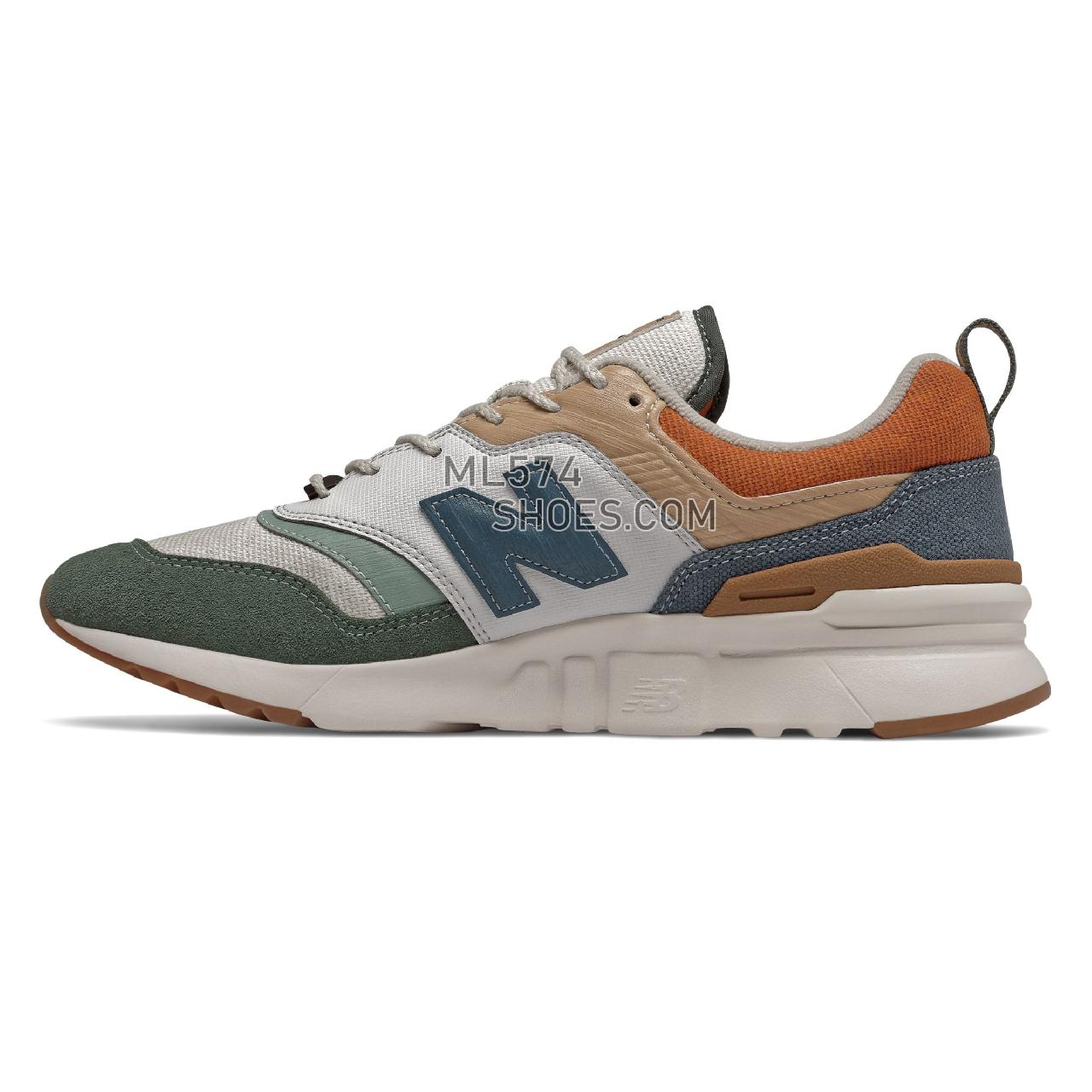 New Balance 997H Spring Hike - Men's Classic Sneakers - Slate Green with Stone Blue and Linen Fog - CM997HAN