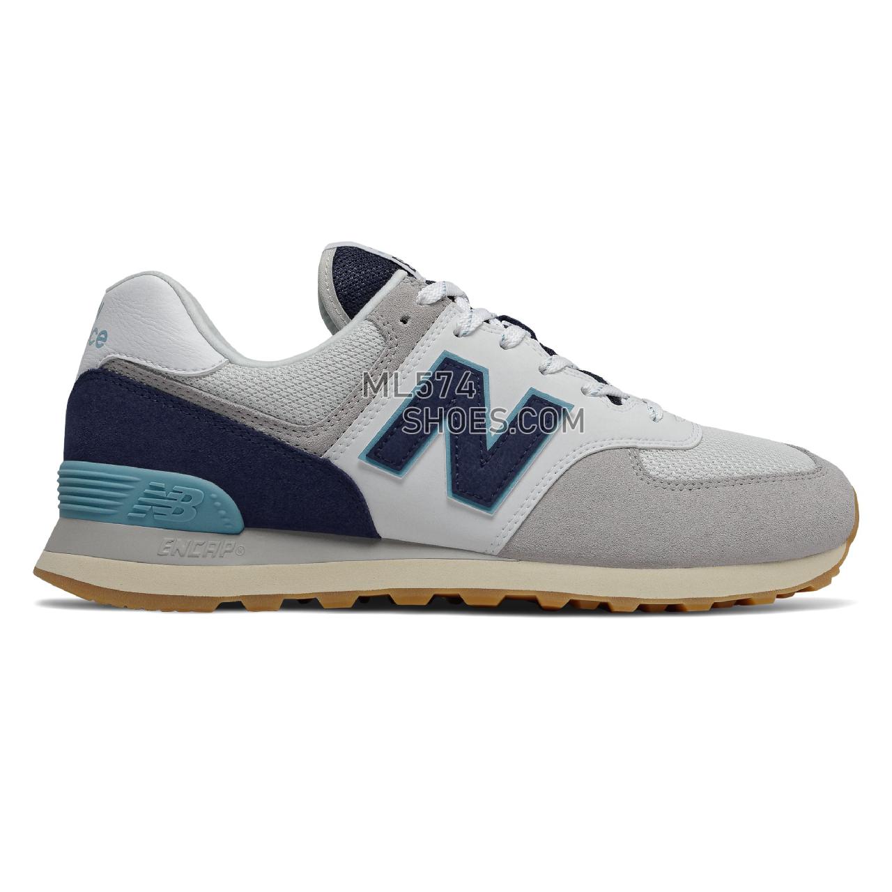 New Balance 574 - Men's Classic Sneakers - Rain Cloud with Pigment and Bali Blue - ML574SOU