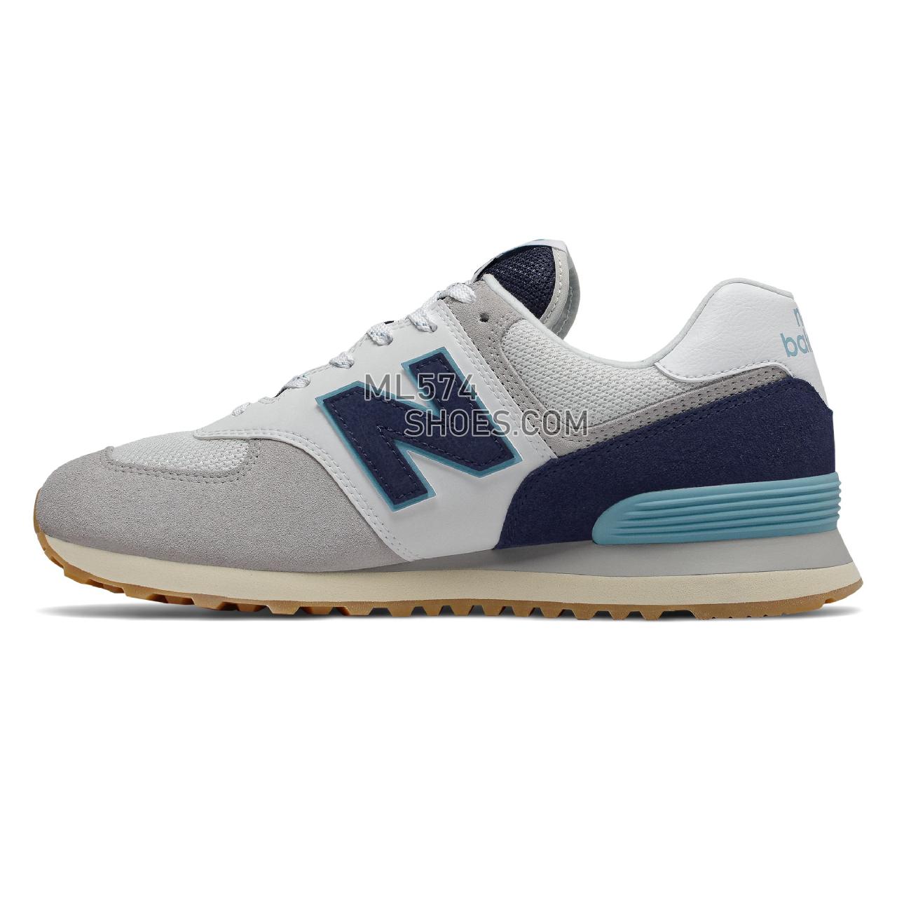 New Balance 574 - Men's Classic Sneakers - Rain Cloud with Pigment and Bali Blue - ML574SOU