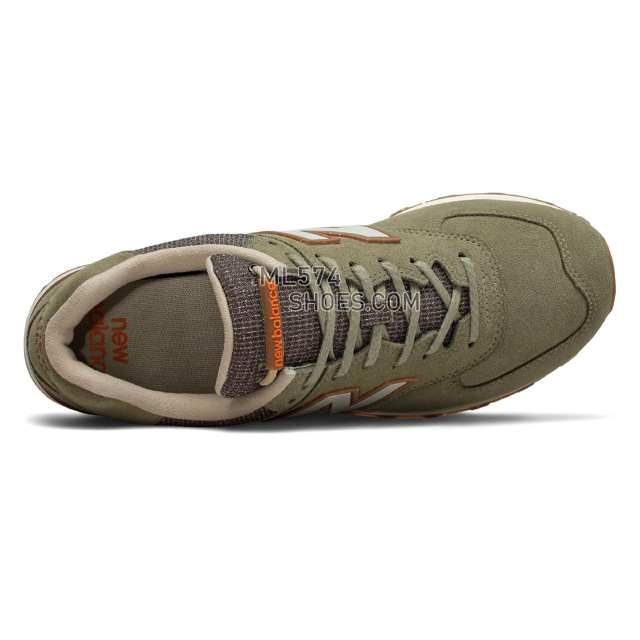 New Balance 574 Premium Outdoors - Men's Classic Sneakers - Covert Green with Turtle Dove - ML574SOJ