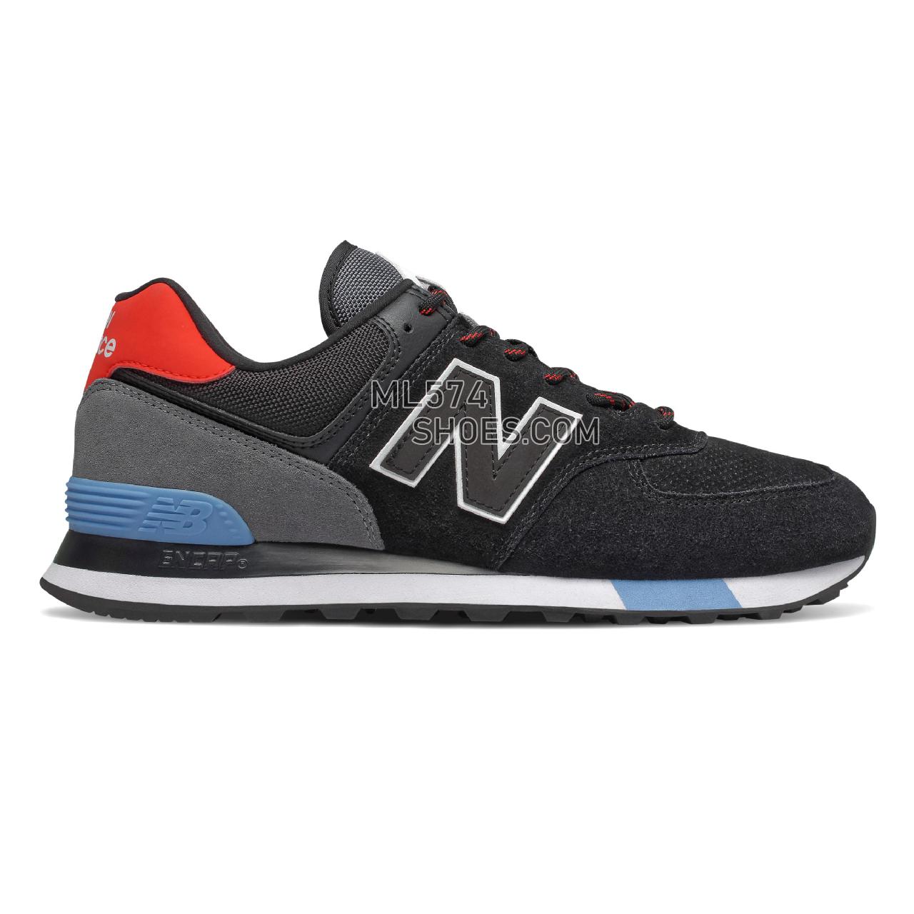 New Balance 574 - Men's Classic Sneakers - Black with Velocity Red - ML574JHO
