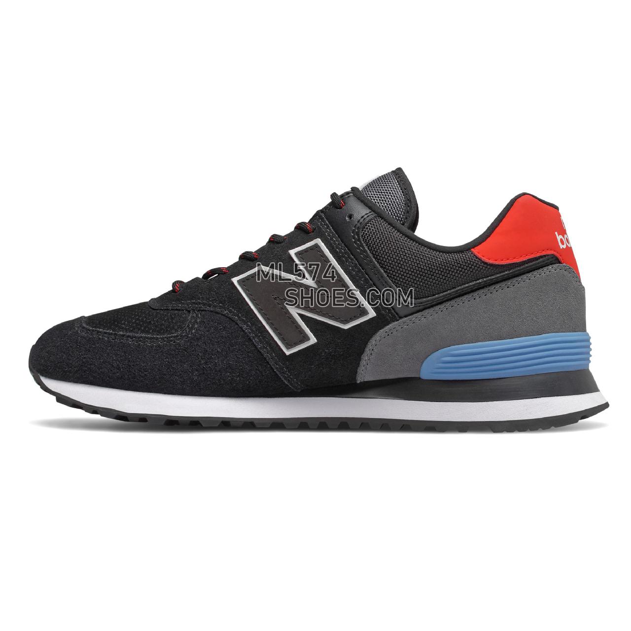 New Balance 574 - Men's Classic Sneakers - Black with Velocity Red - ML574JHO