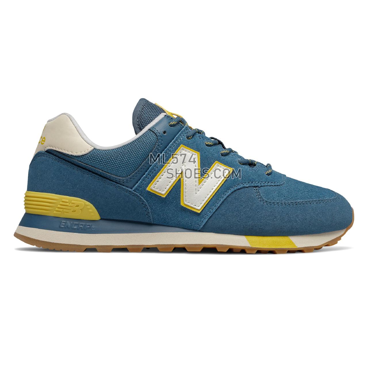 New Balance 574 - Men's Classic Sneakers - Blue with Sulphur Yellow - ML574JHP