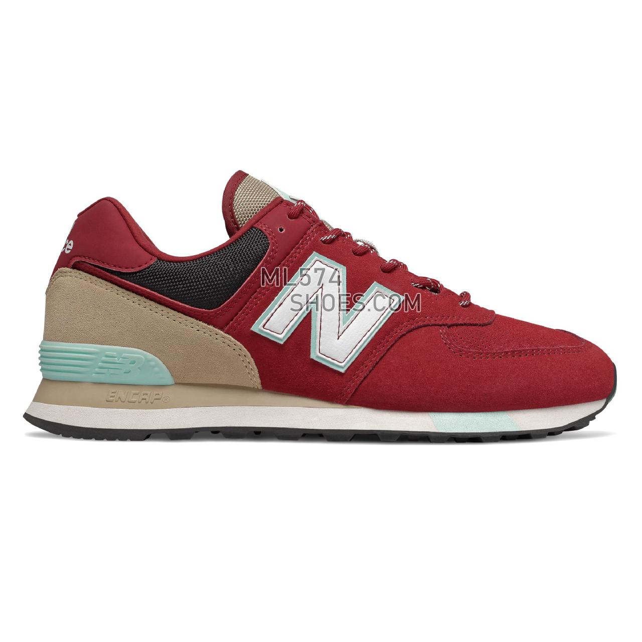 New Balance 574 - Men's Classic Sneakers - Team Red with Light Reef - ML574JHQ