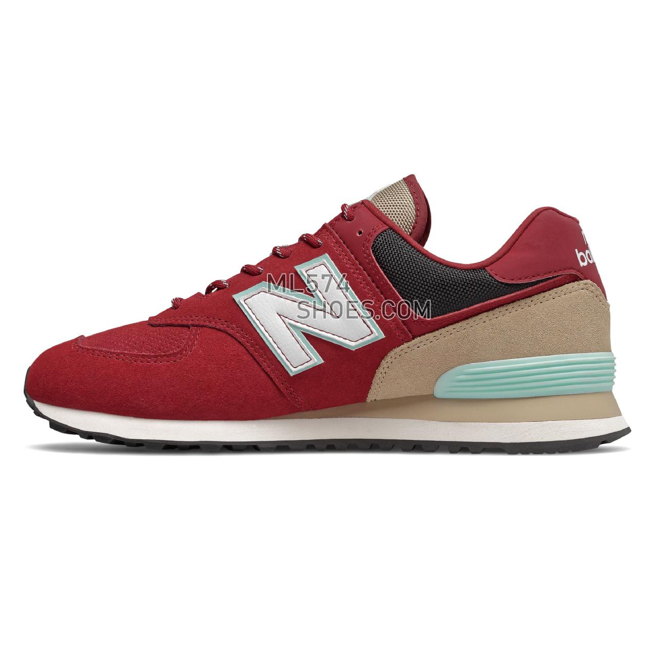 New Balance 574 - Men's Classic Sneakers - Team Red with Light Reef - ML574JHQ