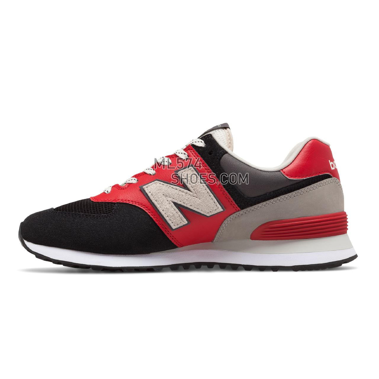 New Balance 574 - Men's Classic Sneakers - Black with Red - ML574MY