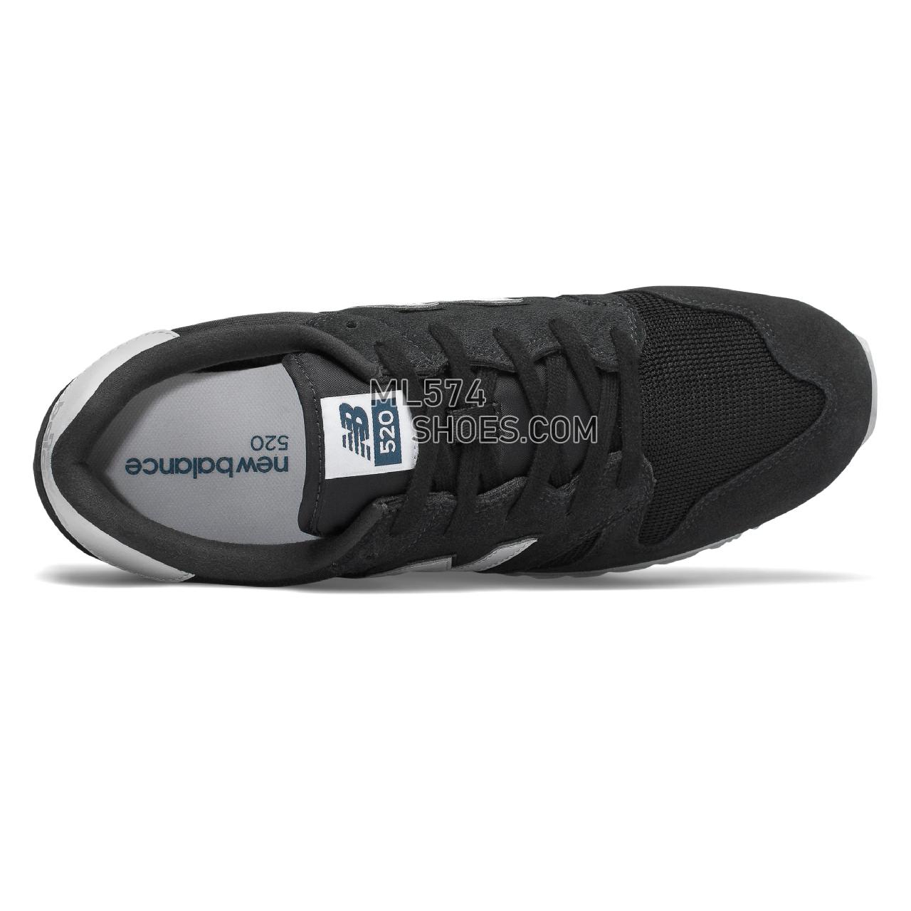 New Balance 520 - Men's Classic Sneakers - Black with White - U520GF