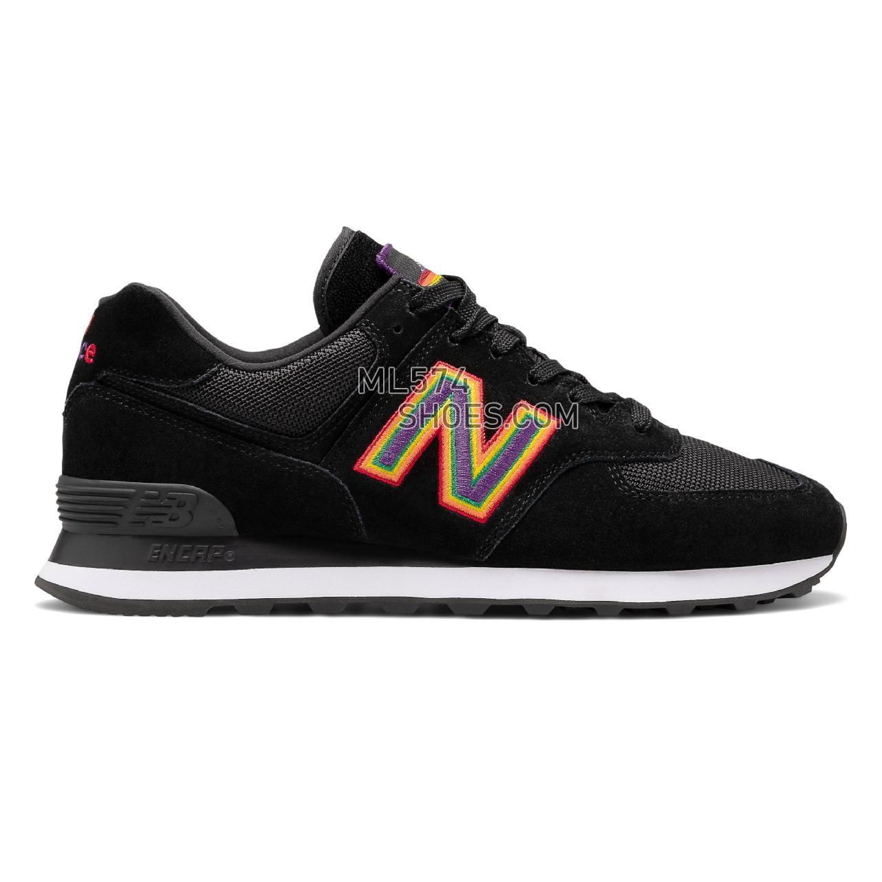 New Balance Unisex 574 Pride Pack - Men's Classic Sneakers - Black with White - U574GPM