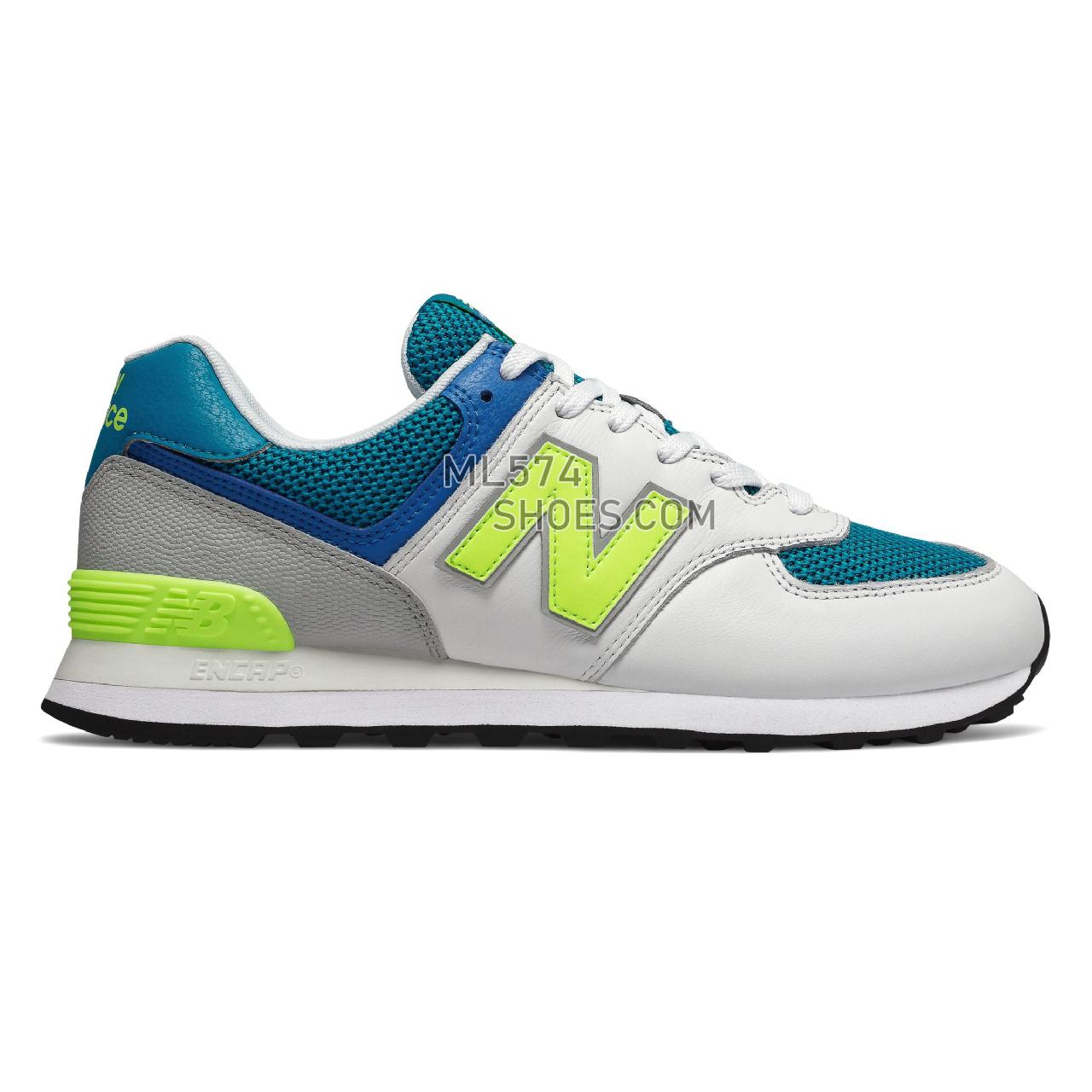 New Balance 574 - Men's Classic Sneakers - Deep Ozone Blue with Bleached Lime Glo - ML574PWB