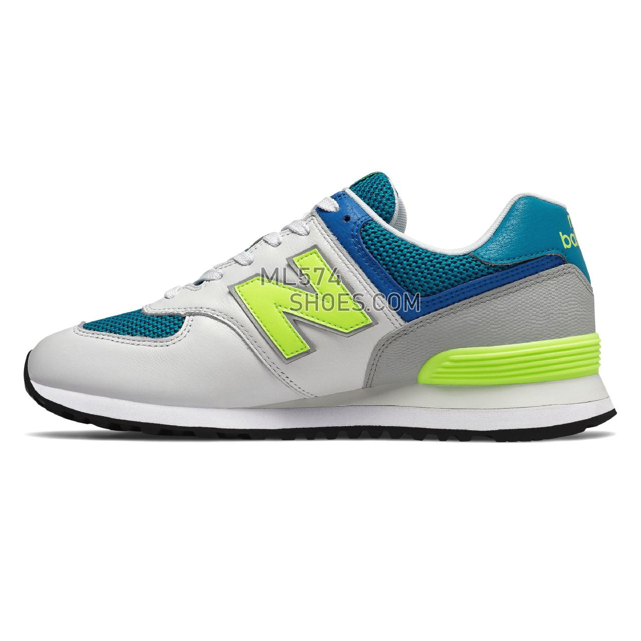 New Balance 574 - Men's Classic Sneakers - Deep Ozone Blue with Bleached Lime Glo - ML574PWB