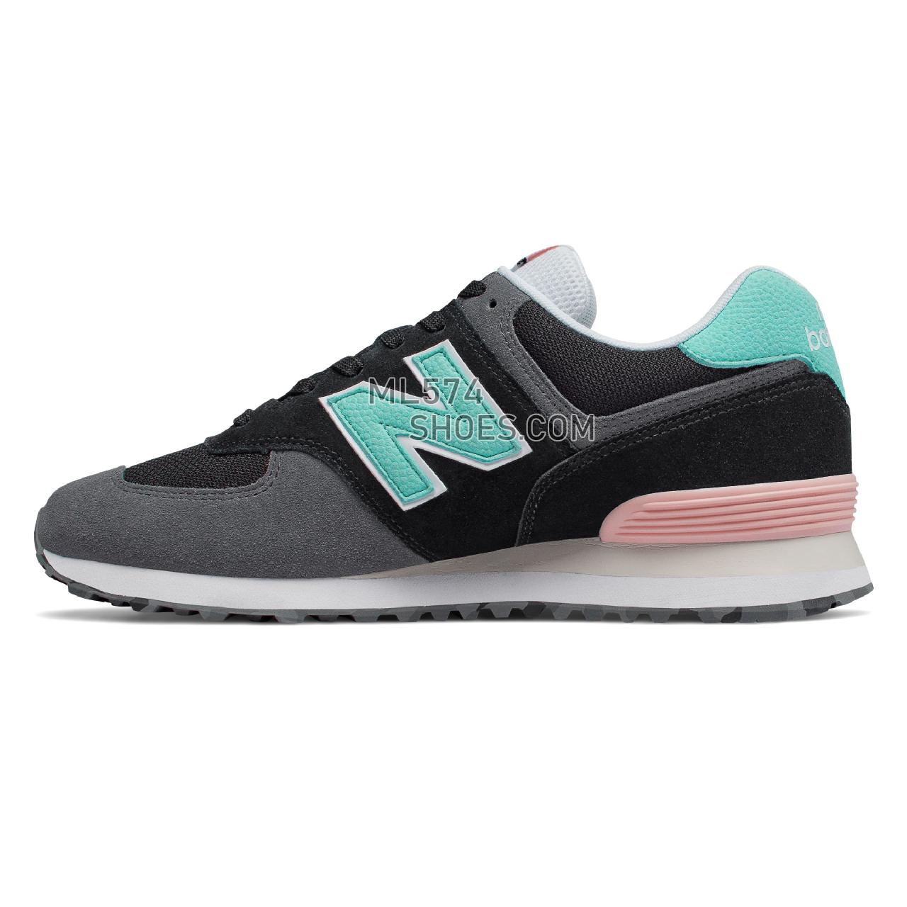 New Balance 574 Marbled Street - Men's Classic Sneakers - Black with Light Tidepool - ML574UJC