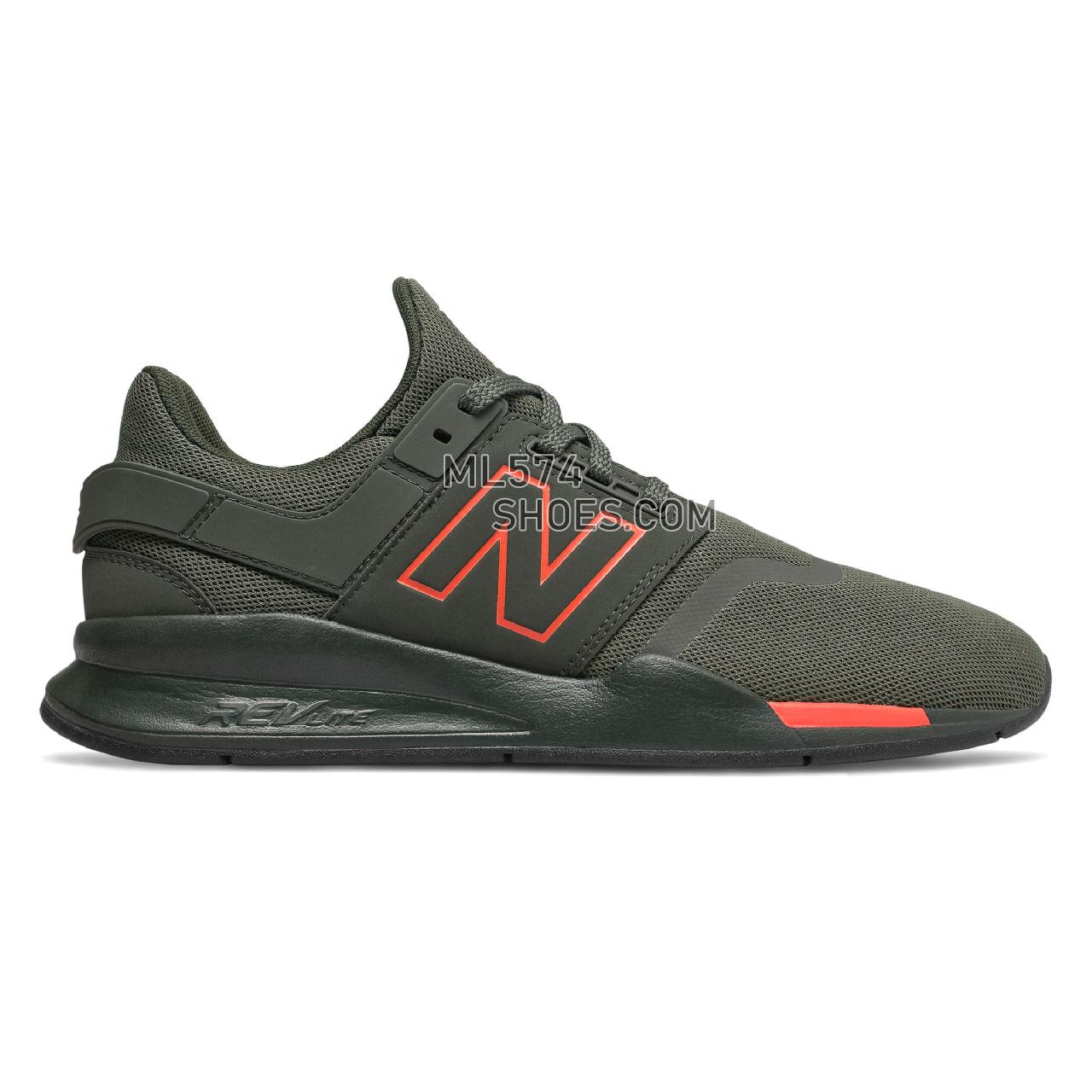New Balance 247 - Men's Sport Style Sneakers - Defense Green with Coral Glow - MS247BB
