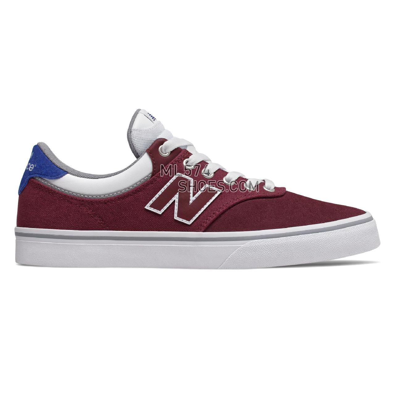 New Balance Numeric 255 - Men's NB Numeric Skate - Burgundy with Royal Blue and White - NM255BGR