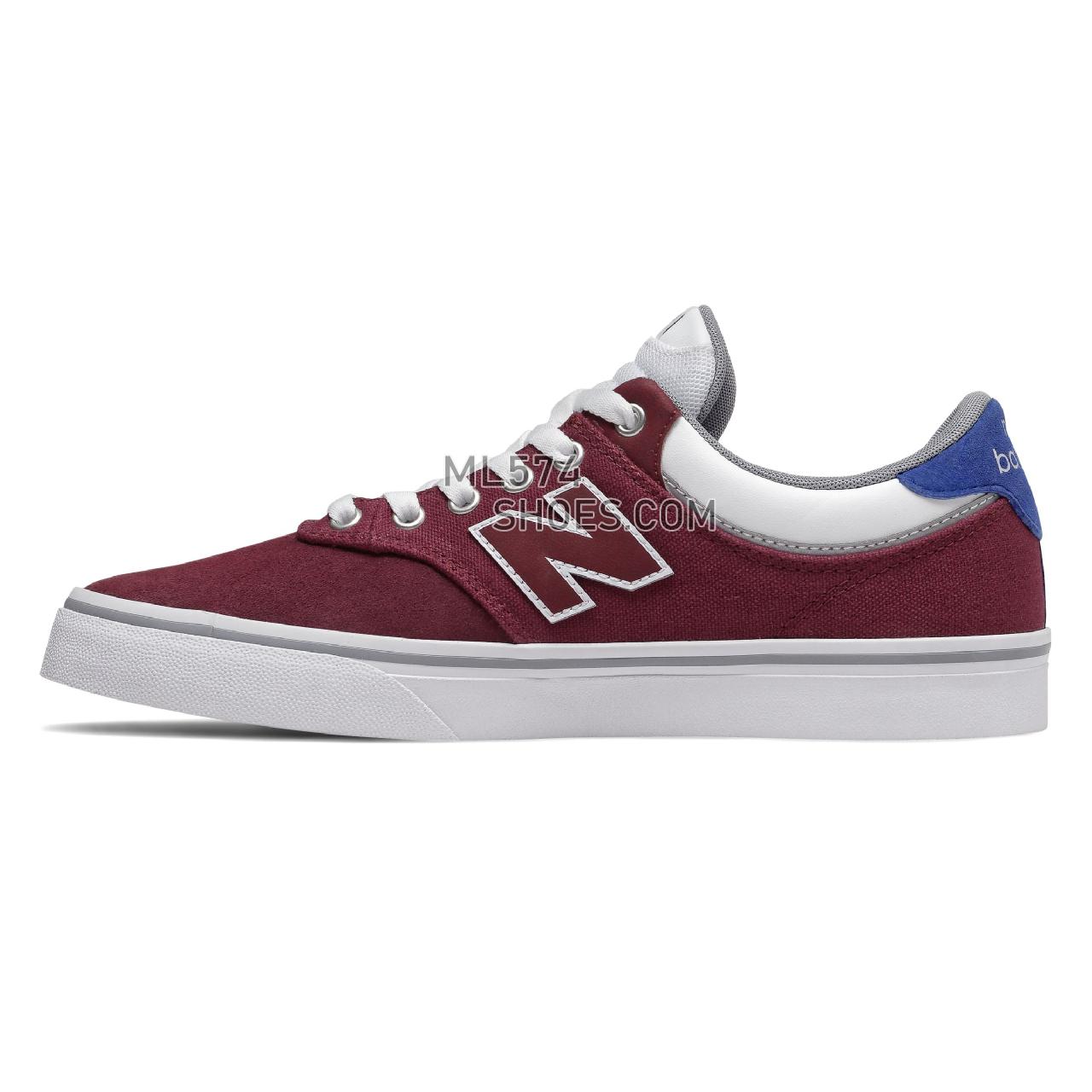 New Balance Numeric 255 - Men's NB Numeric Skate - Burgundy with Royal Blue and White - NM255BGR