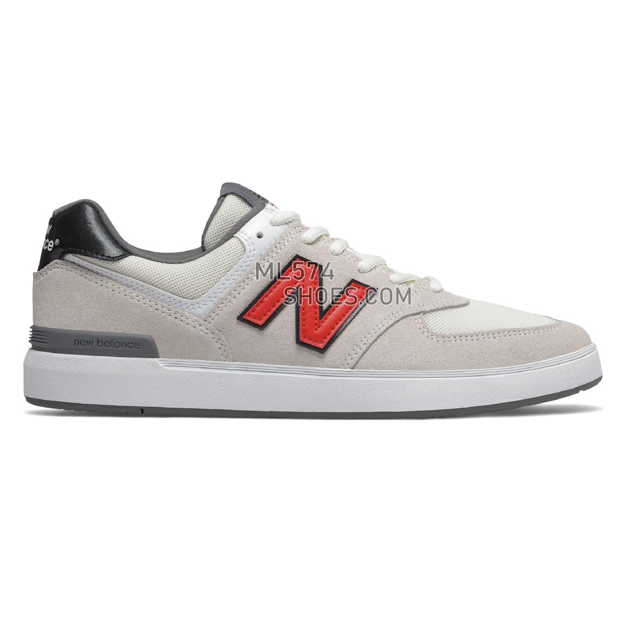 New Balance All Coasts 574 - Men's Court Classics - White with Red - AM574WHR