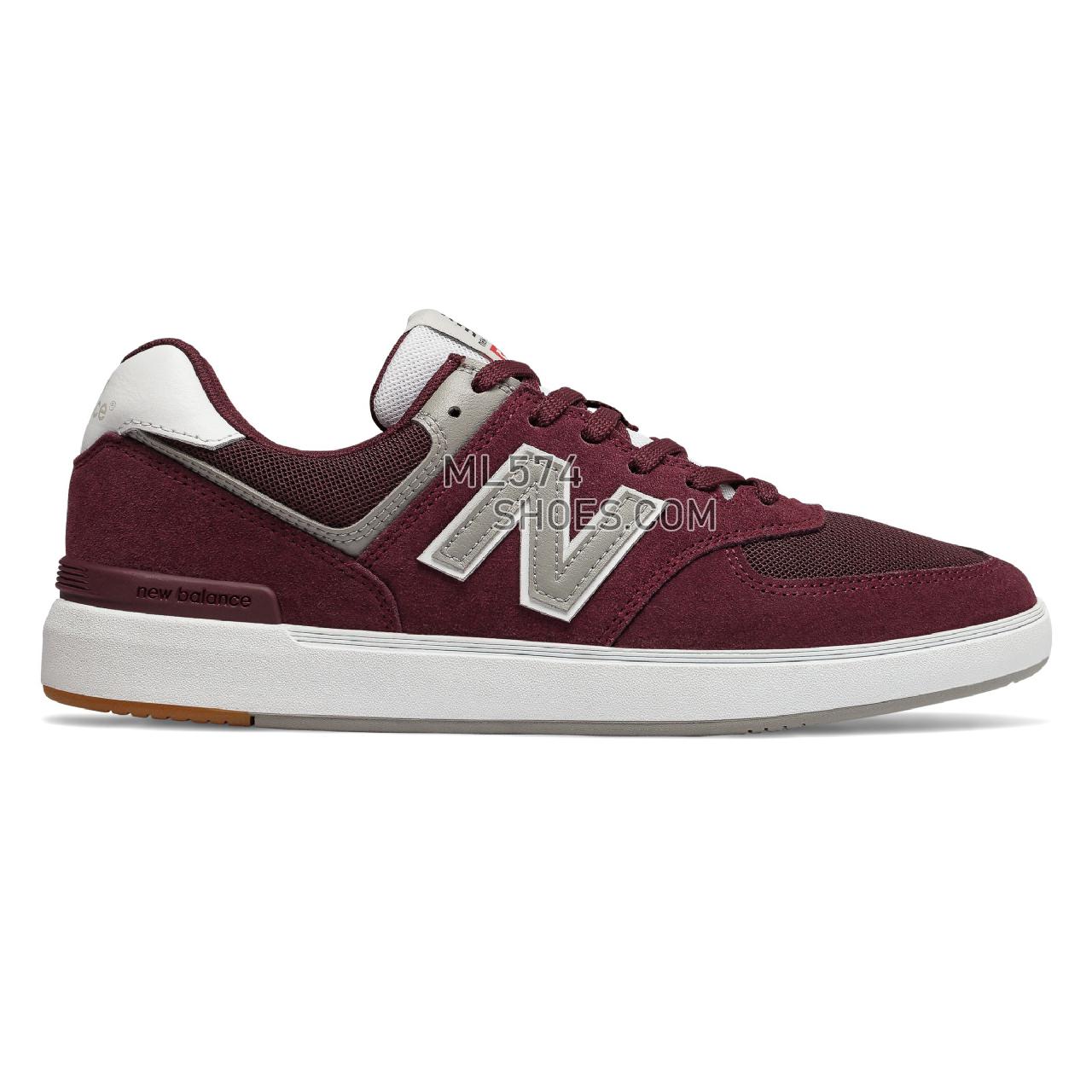 New Balance AM574 - Men's Court Classics - Burgundy with White - AM574MRR