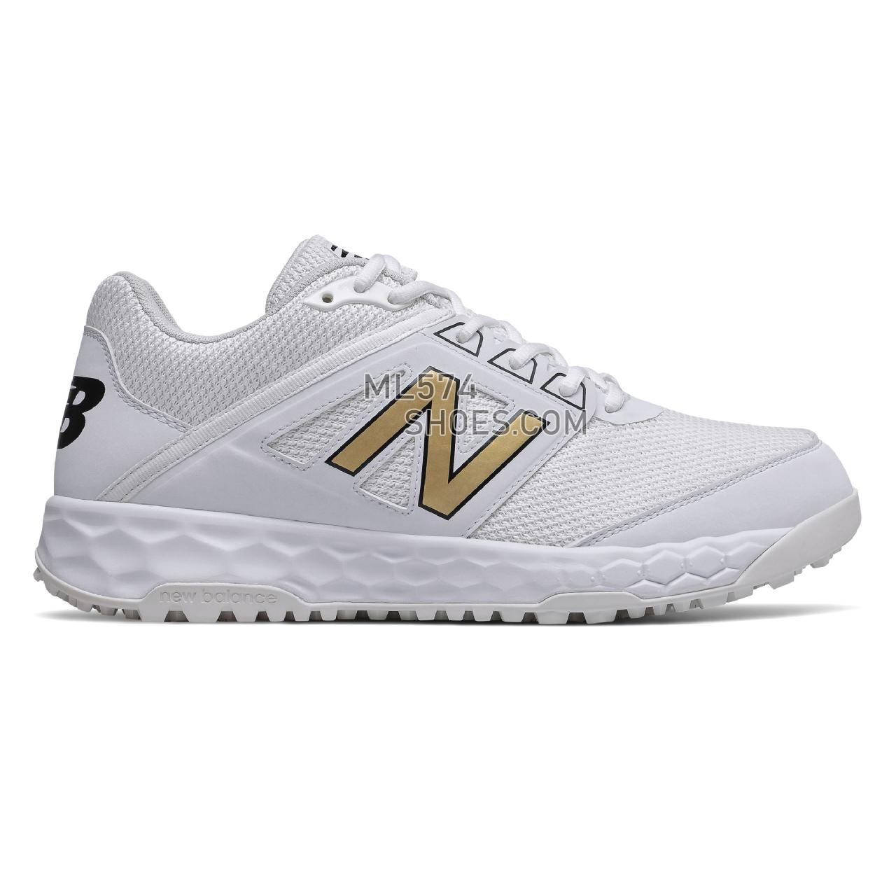 New Balance Fresh Foam 3000v4 White Gold Turf - Men's Baseball Turf - White with Gold - T3000OA4