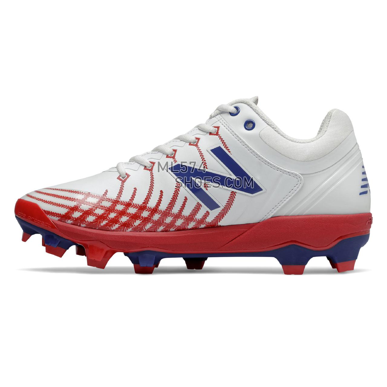 New Balance 4040v5 - Men's Baseball Turf - Red with Royal Blue and White - PL4040PR