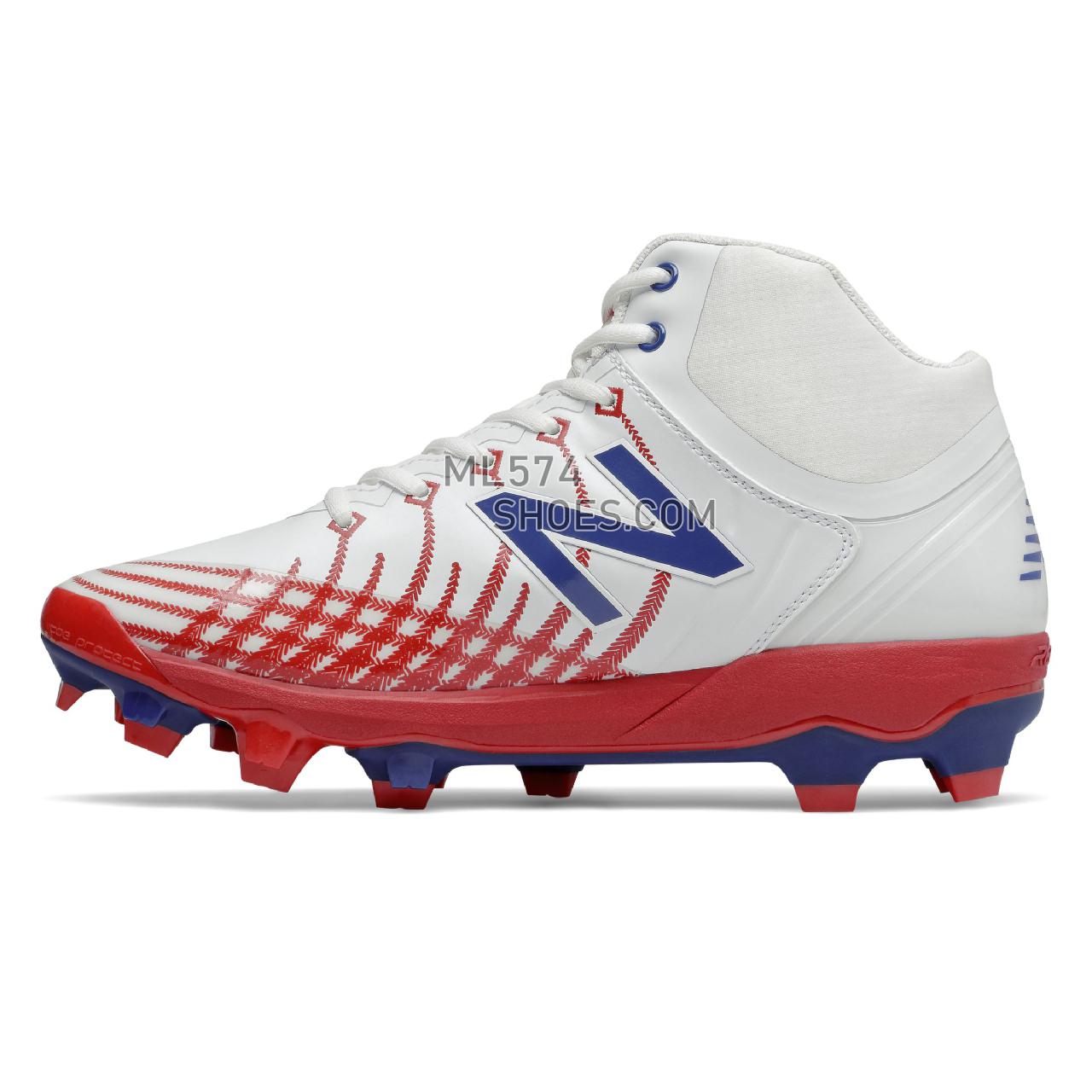 New Balance 4040v5 - Men's Baseball Turf - White with Red and Navy - PM4040PR