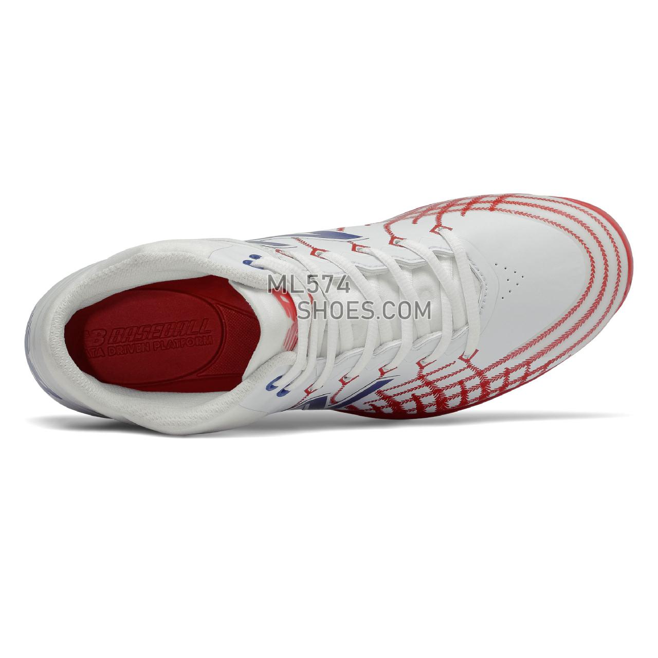New Balance 4040v5 - Men's Baseball Turf - White with Red and Navy - PM4040PR