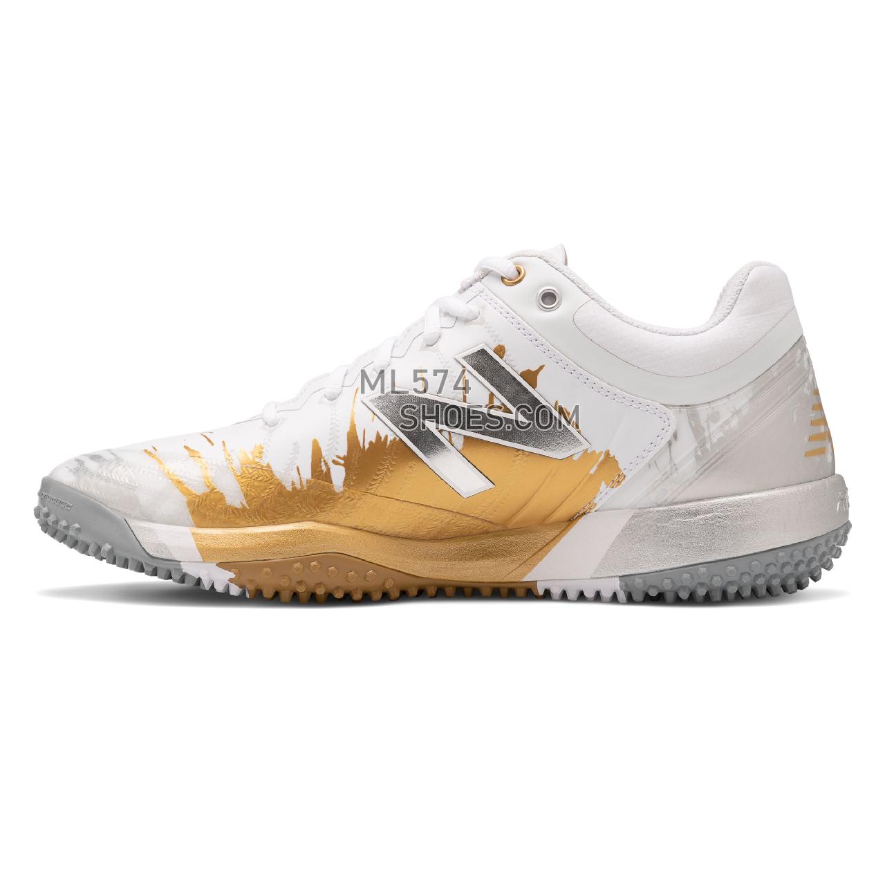 New Balance 4040v5 Turf Playoff Pack - Men's Baseball Turf - Silver with Gold and White - TS4040C5