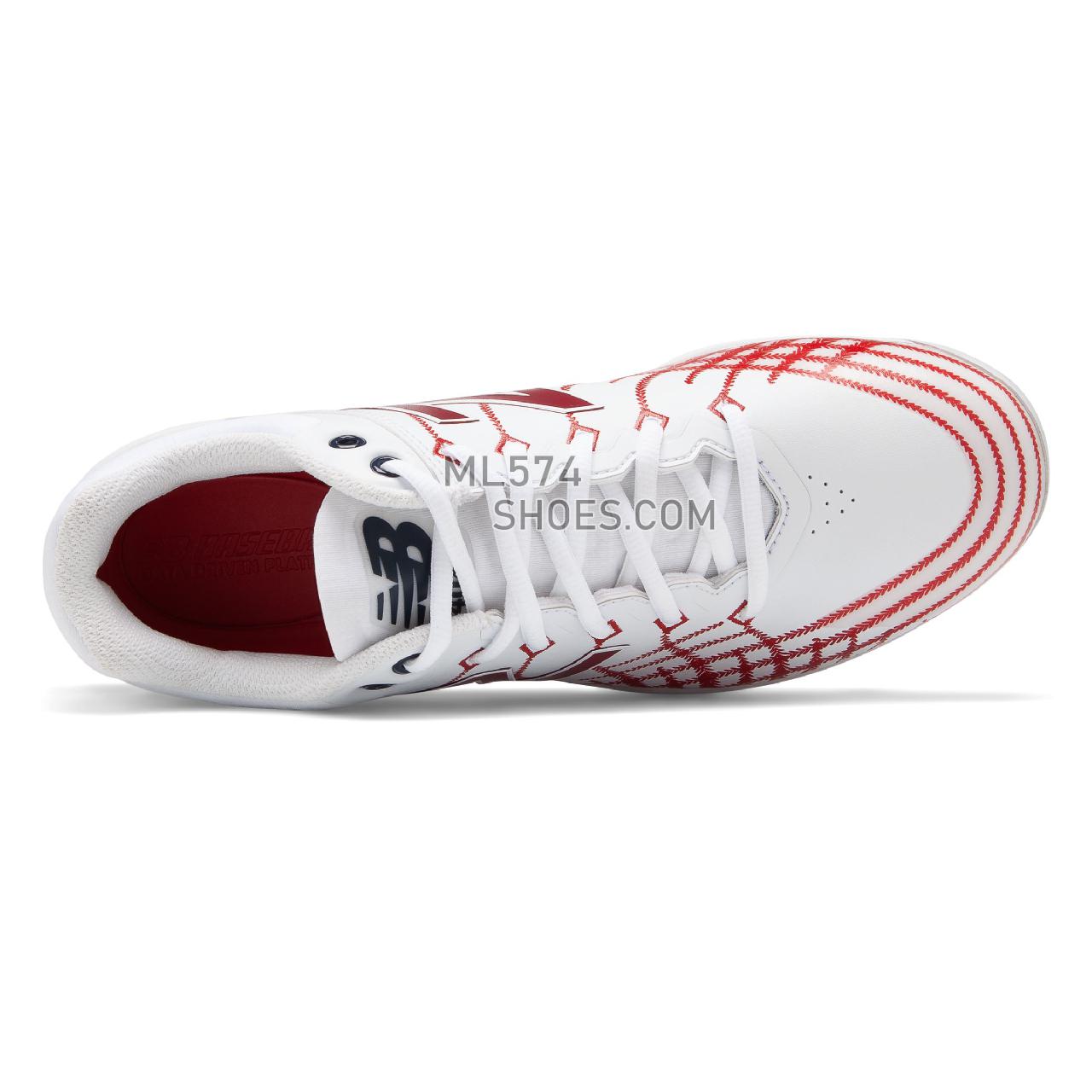 New Balance 4040v5 Hero - Men's Baseball Turf - White with Red and Team Navy - L4040AS5