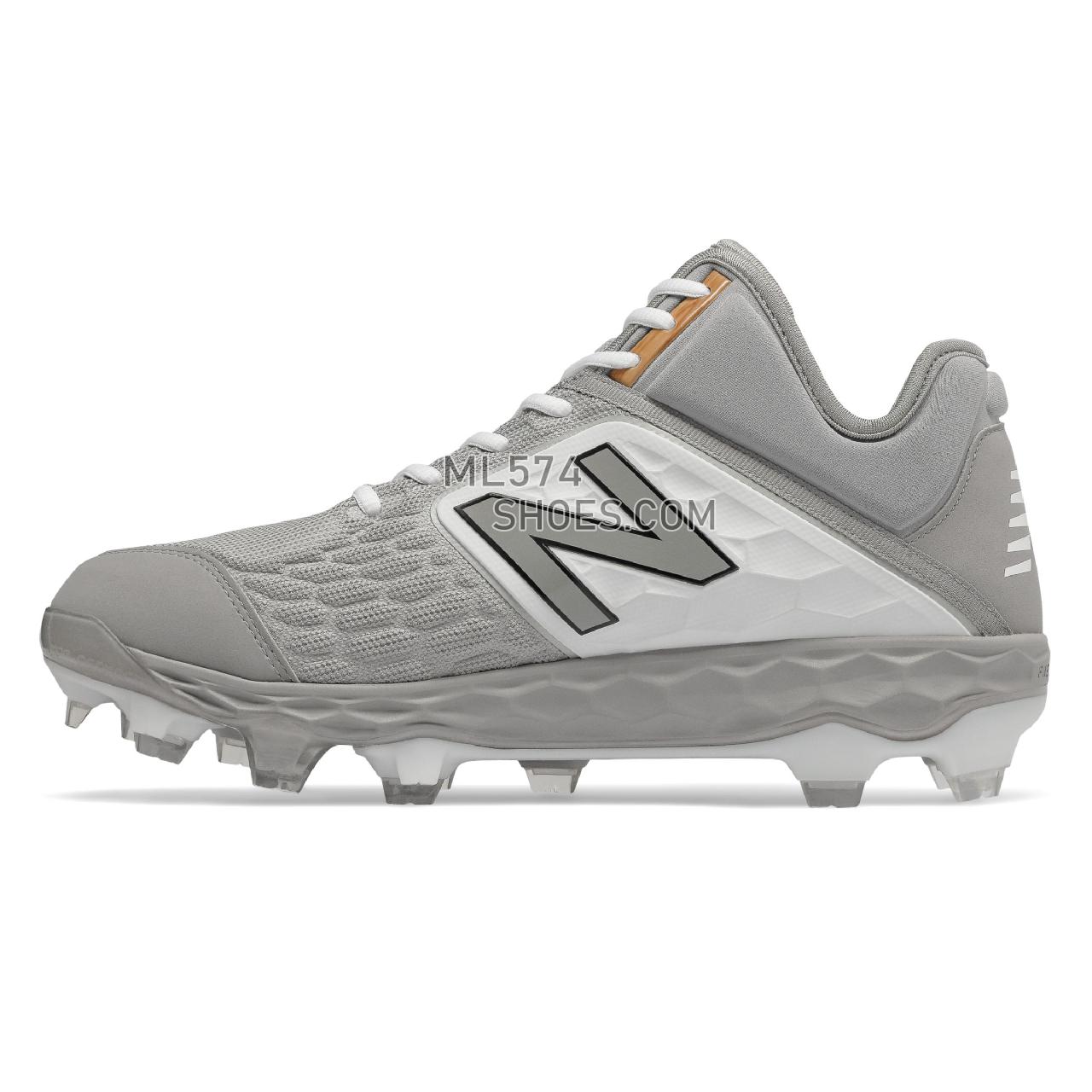 New Balance Fresh Foam 3000v4 Mid-Cut TPU - Men's Baseball Turf - Grey with White - PM3000G4