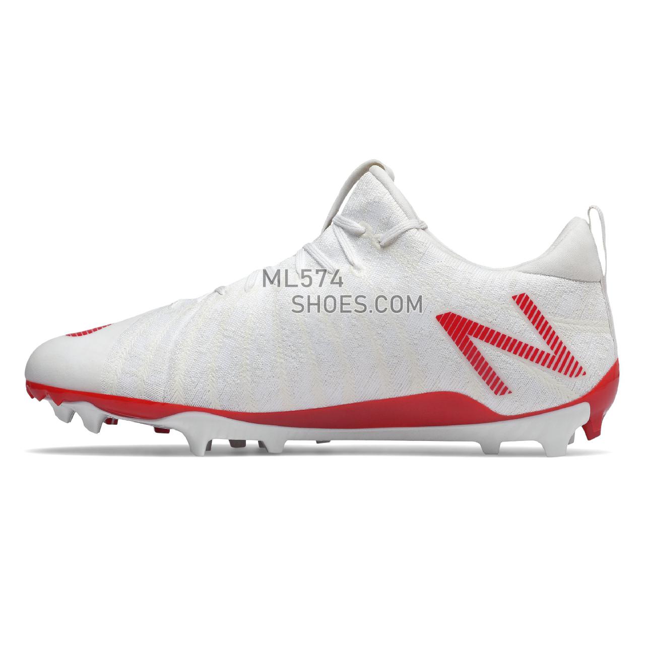 New Balance BurnX2 Low - Men's Turf And Lacrosse Cleats - White with Red - BURNXLR2