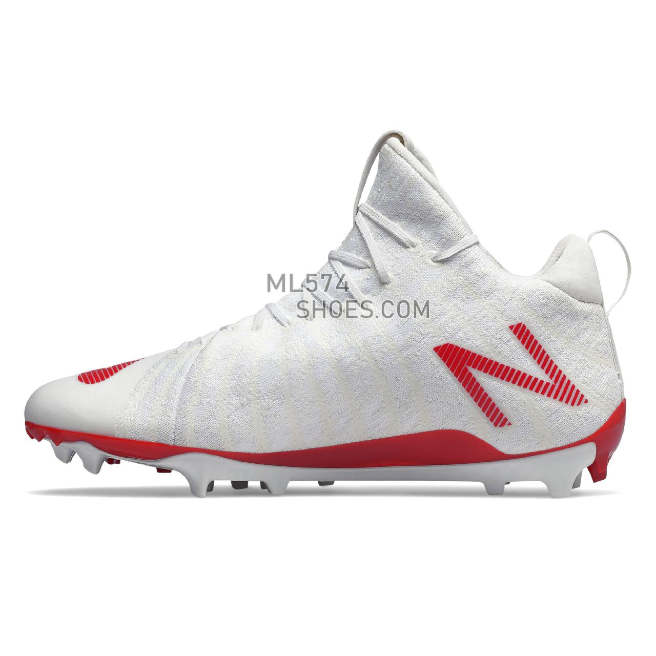 New Balance BurnX2 Mid - Men's Turf And Lacrosse Cleats - White with Red - BURNXMR2
