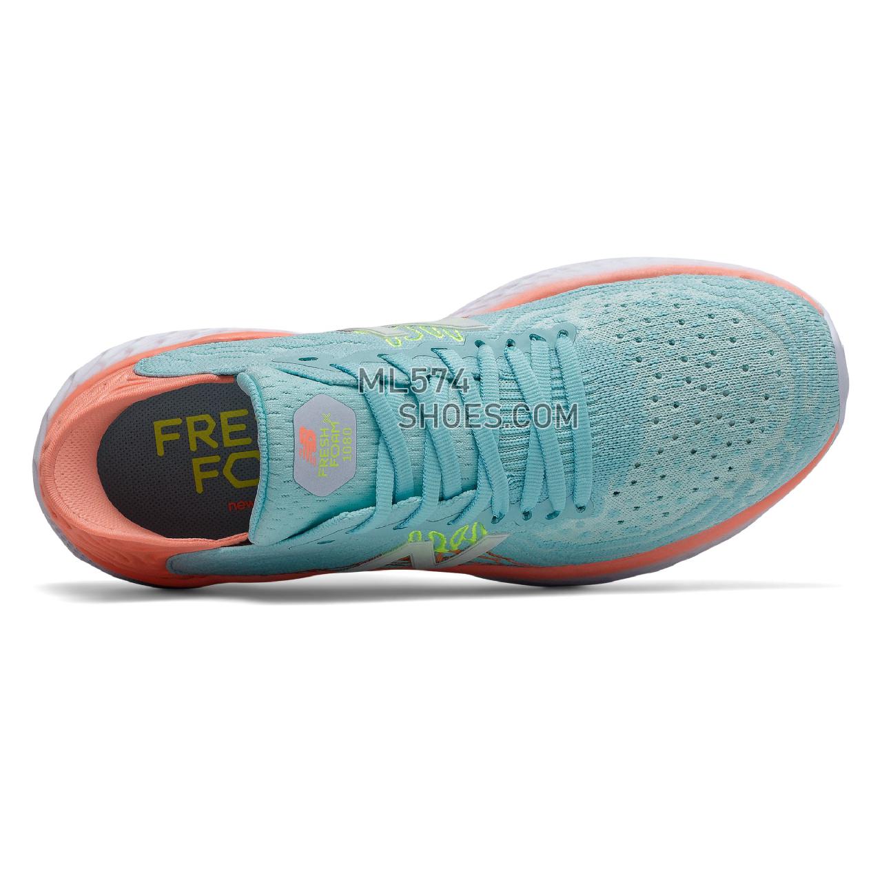 New Balance Fresh Foam 1080v10 - Women's Neutral Running - Bali Blue with Ginger Pink and Lemon Slush - W1080M10