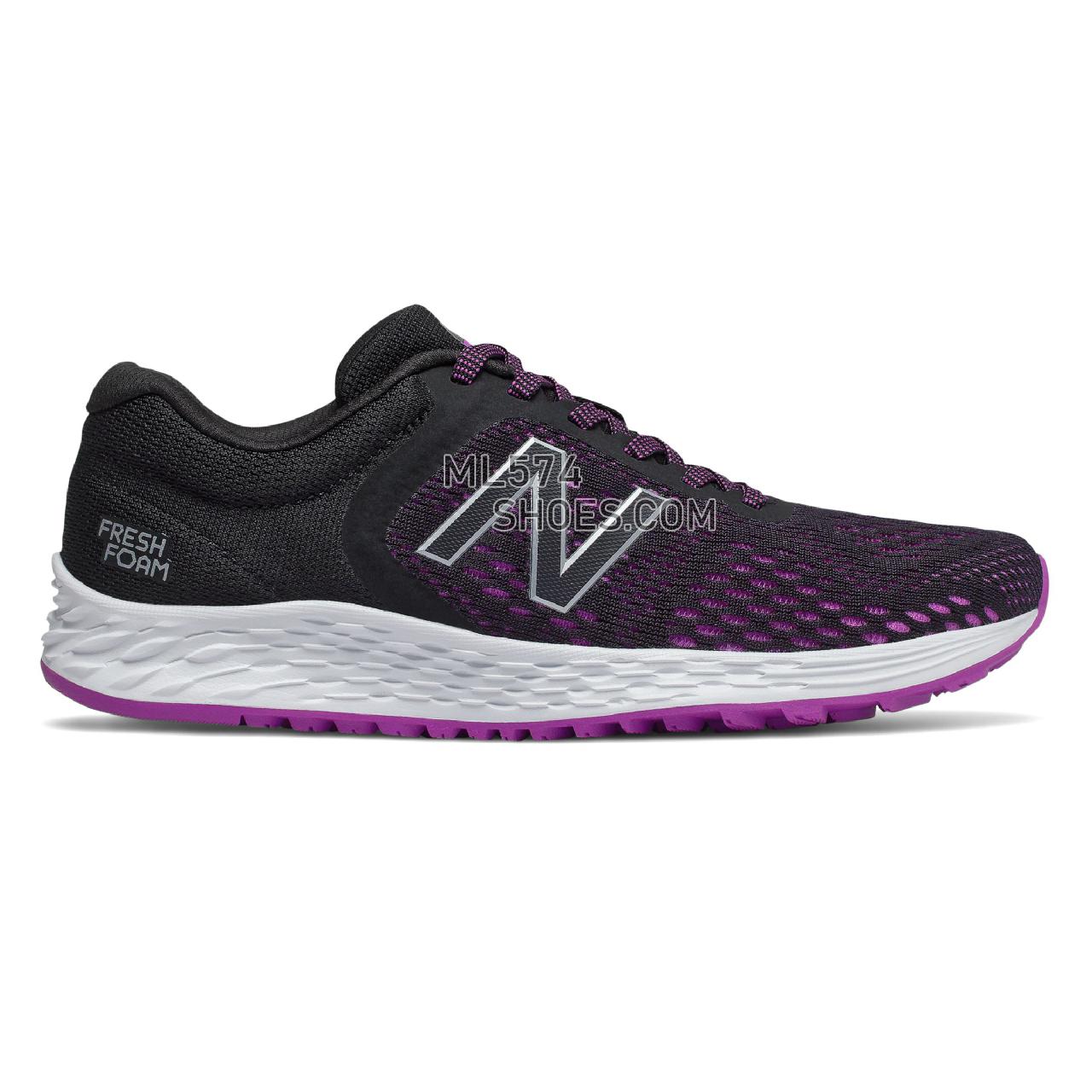 New Balance Fresh Foam Arishi v2 - Women's Neutral Running - Black with Voltage Violet and Silver Metallic - WARISCP2