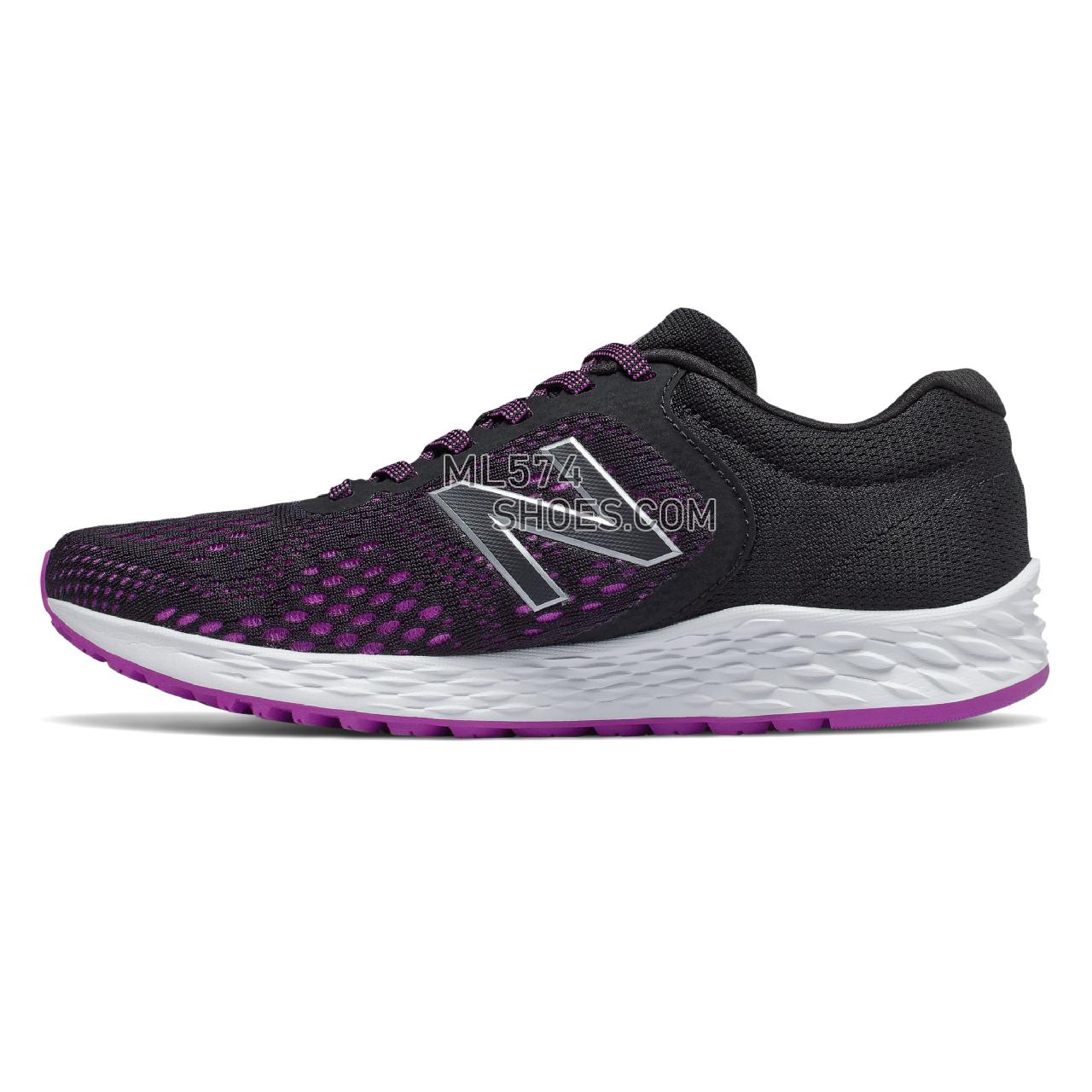 New Balance Fresh Foam Arishi v2 - Women's Neutral Running - Black with Voltage Violet and Silver Metallic - WARISCP2