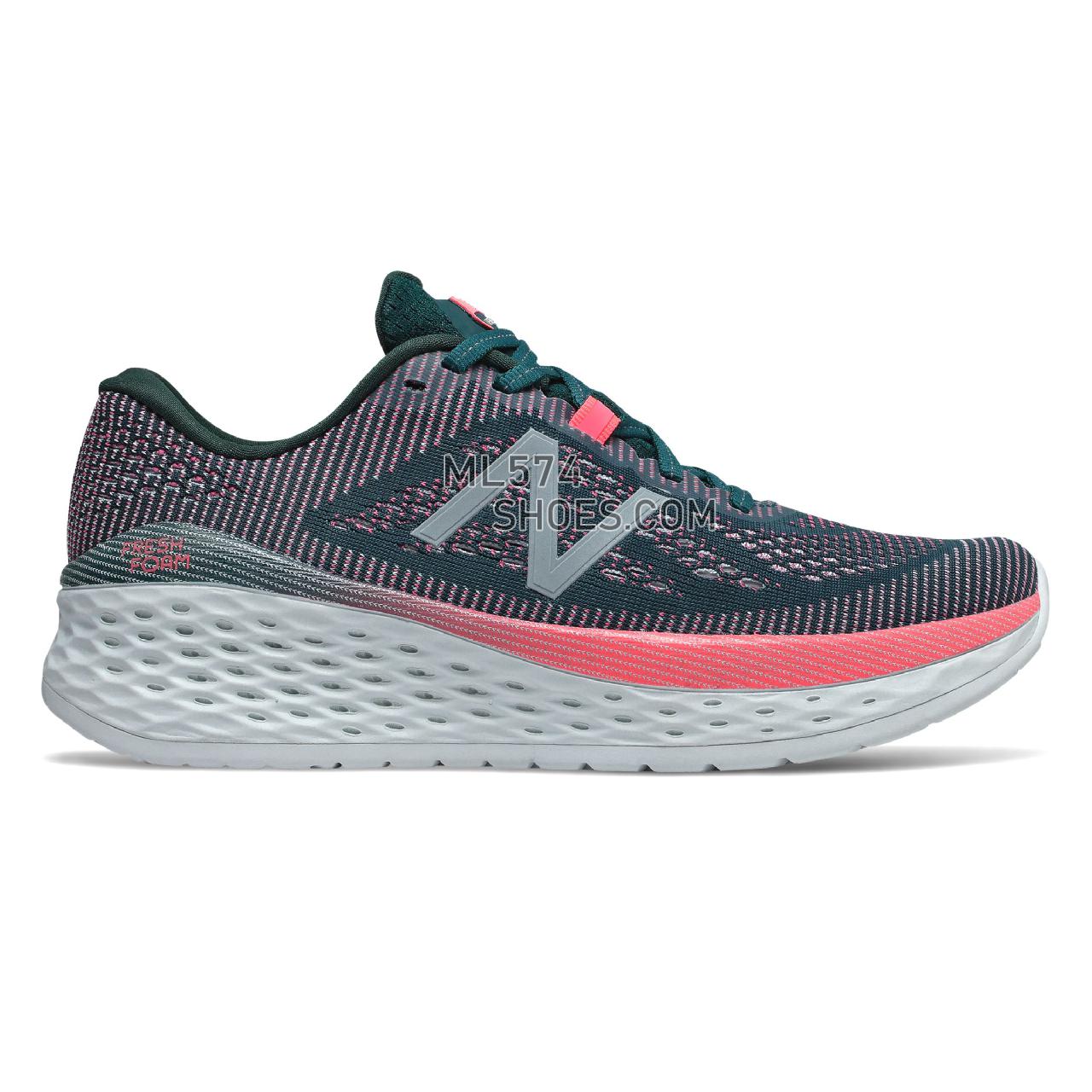 New Balance Fresh Foam More - Women's Neutral Running - Tropical Green with Guava and Winter Sky - WMORTL
